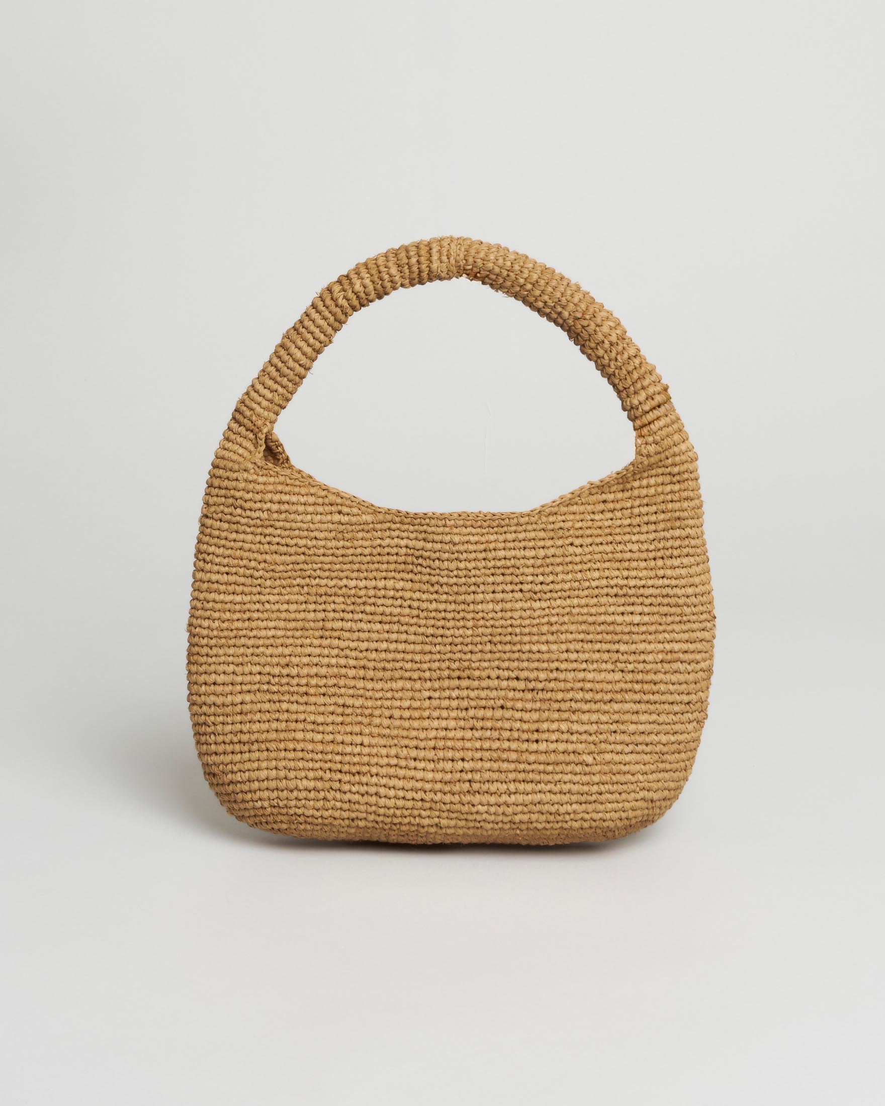 Borsa a mano hobo Sovani in rafia naturale con chiusura magnetica