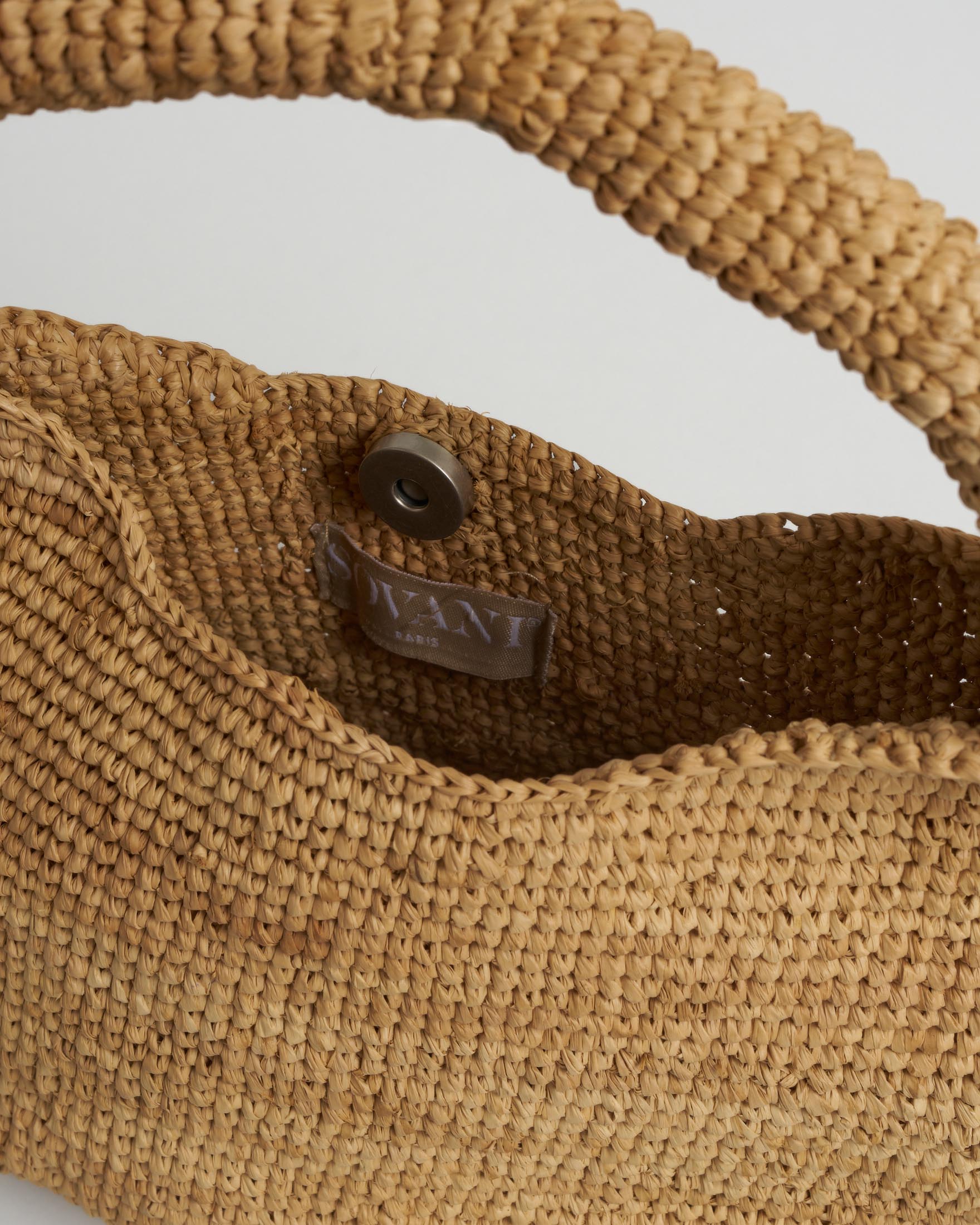 Borsa a mano hobo Sovani in rafia naturale con chiusura magnetica image