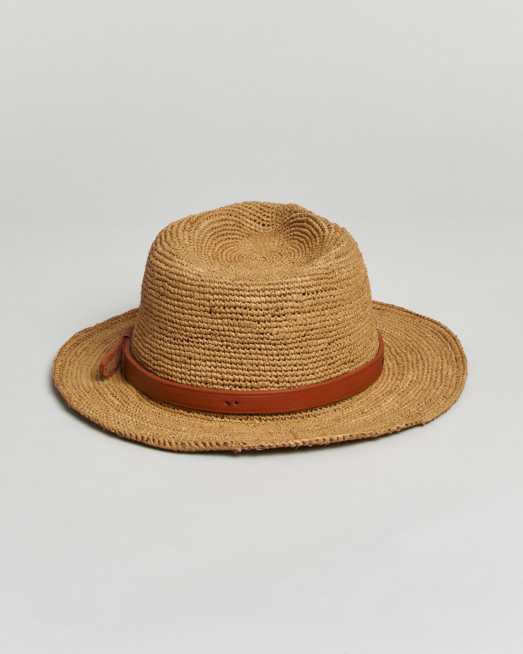 Cappello fedora Sovani in rafia naturale con fascetta in vera pelle image