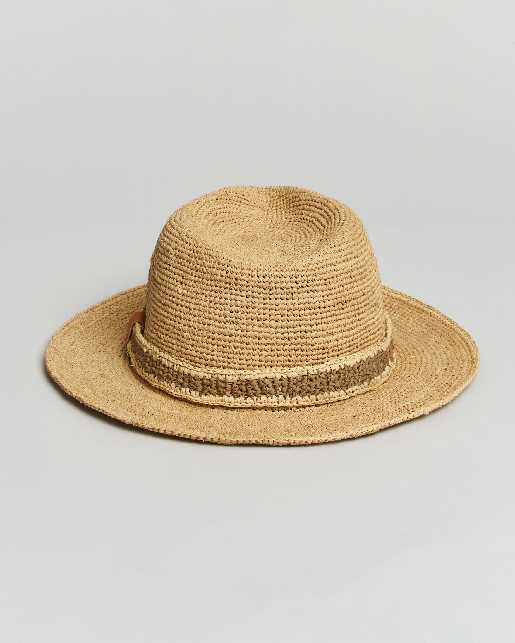Cappello fedora Sovani in rafia naturale con fascetta a contrasto di colore image