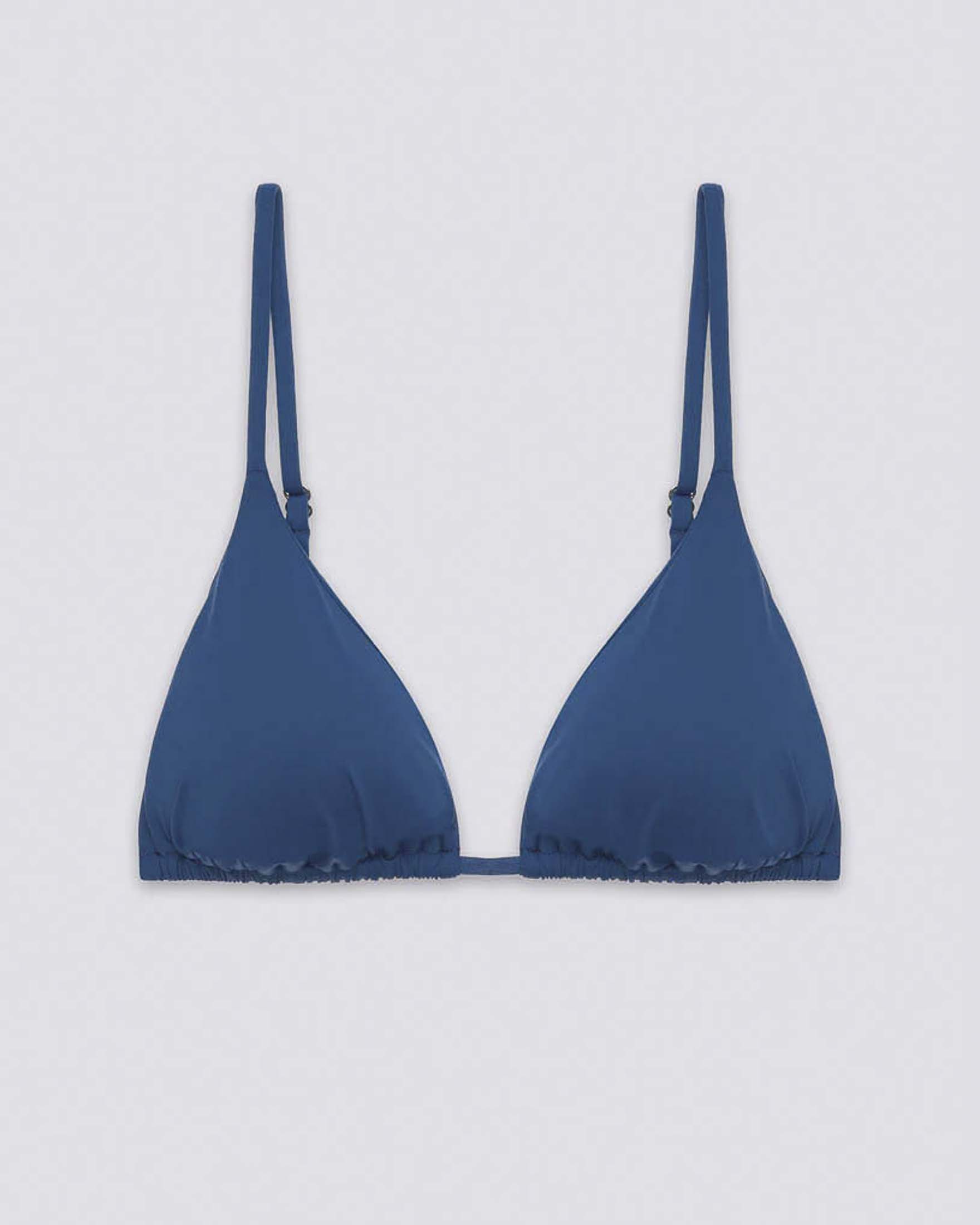 Bikini ottanio con top a triangolo imbottito e slip sgambato dotati di laccetti regolabili