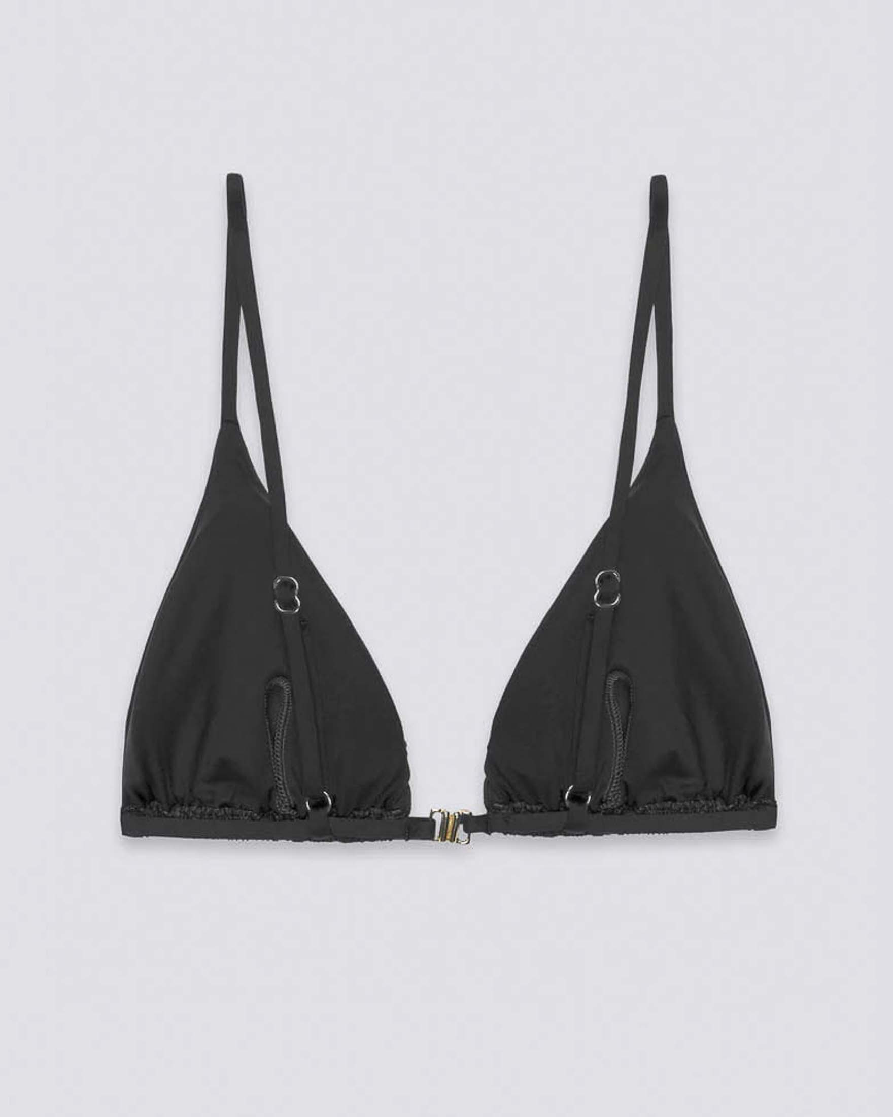Bikini Sundek nero con top a triangolo imbottito e slip sgambato dotati di laccetti regolabili image