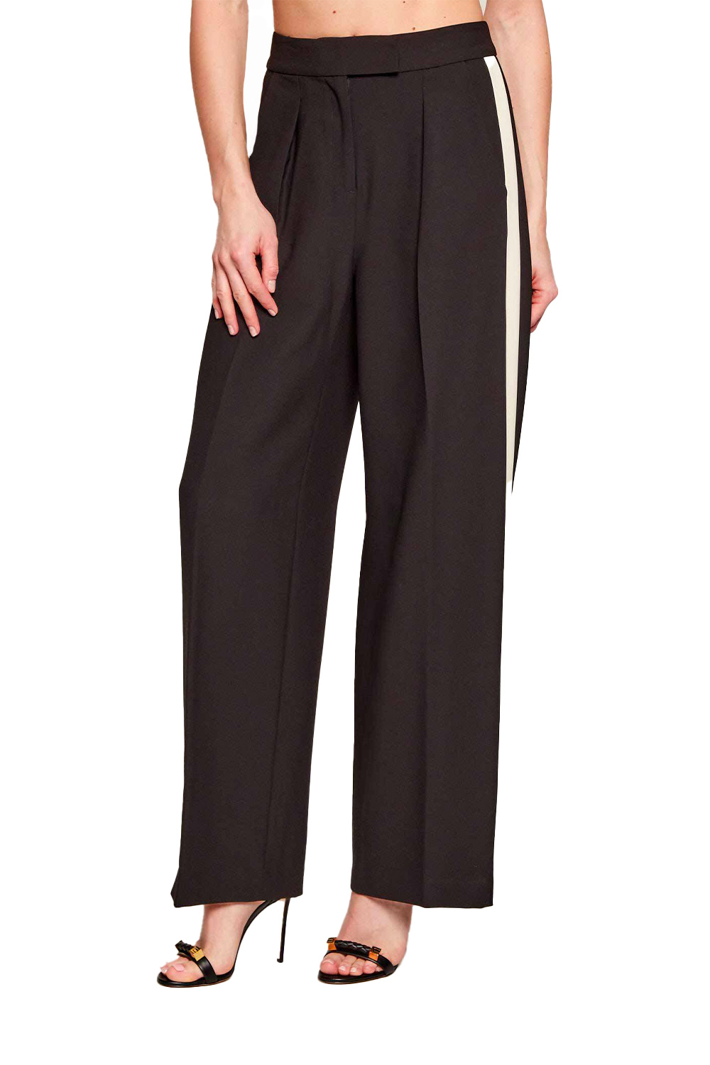Pantalone Fluido con Bande a Contrasto
