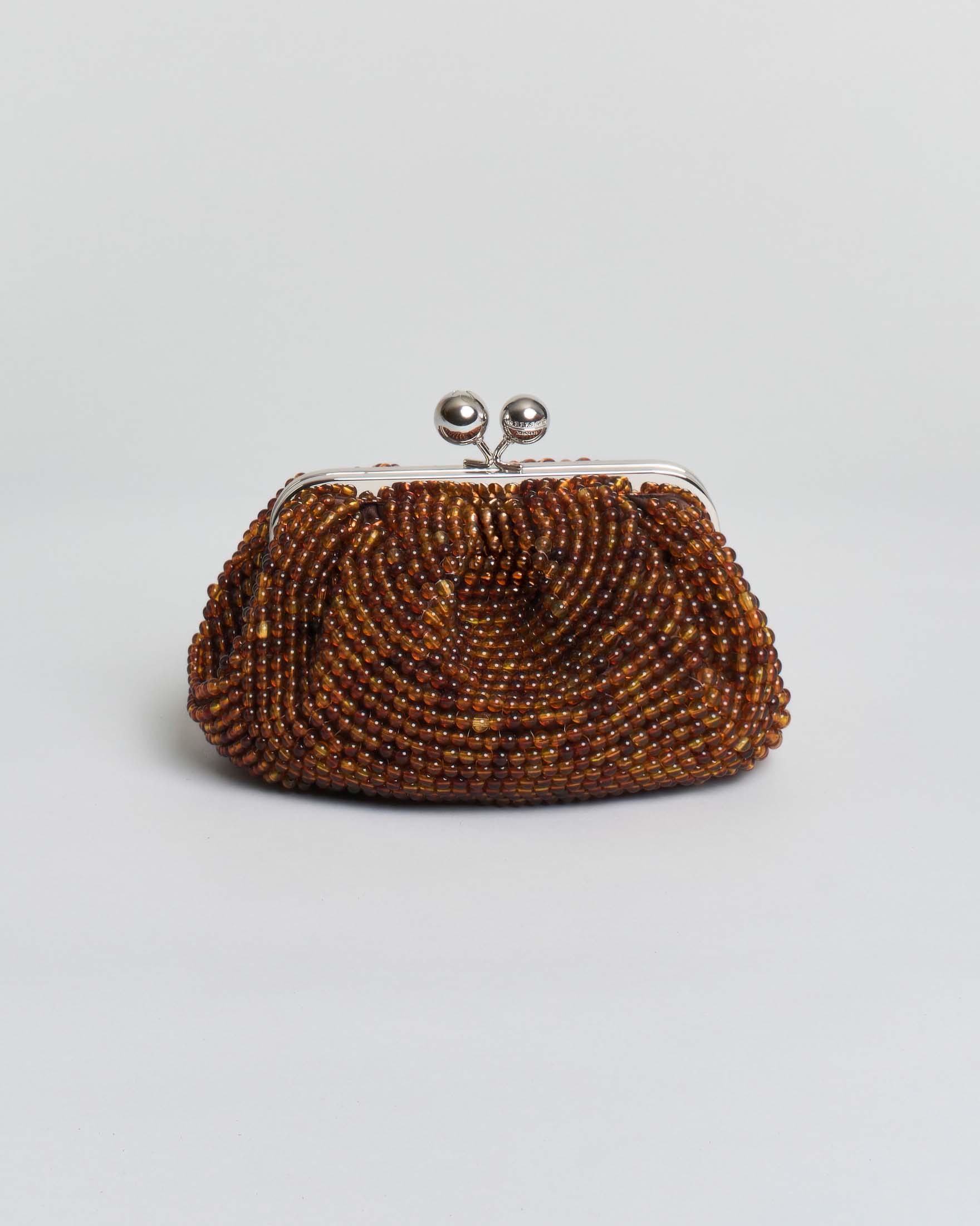 Pasticcino Bag Small Weekend Max Mara color moro in raso con perline sfumate