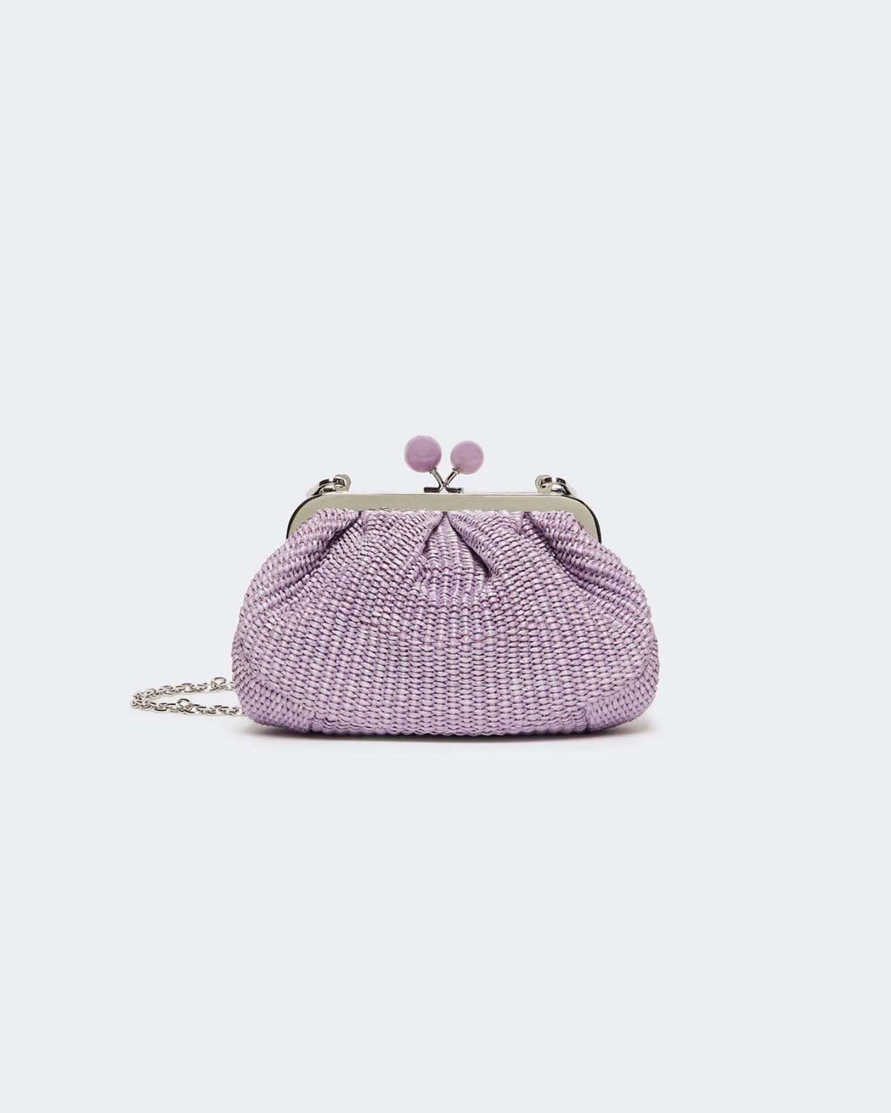 Pasticcino Bag Small Weekend Max Mara lilla in tessuto intrecciato effetto rafia