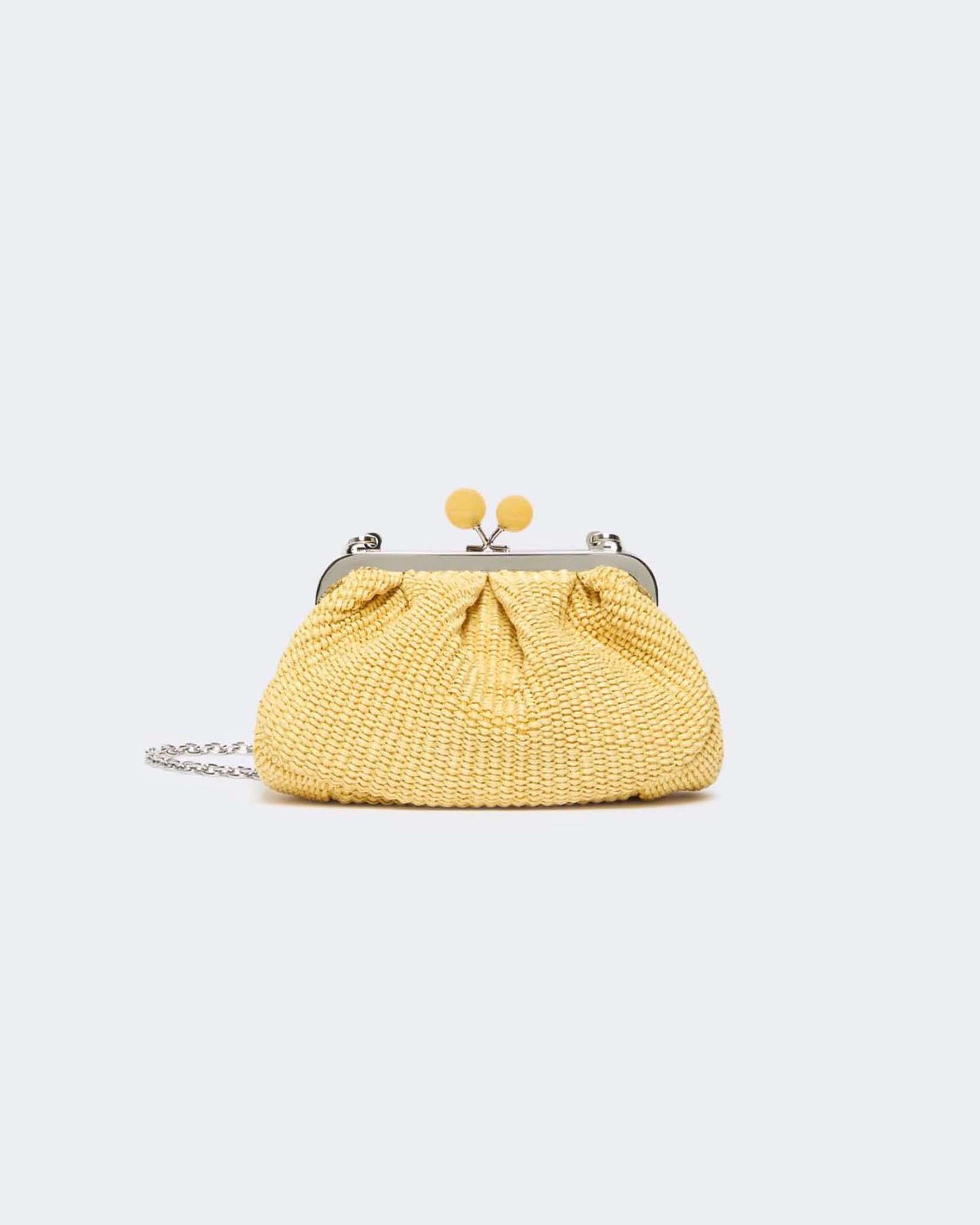 Pasticcino Bag Small Weekend Small lilla in tessuto intrecciato effeto rafia