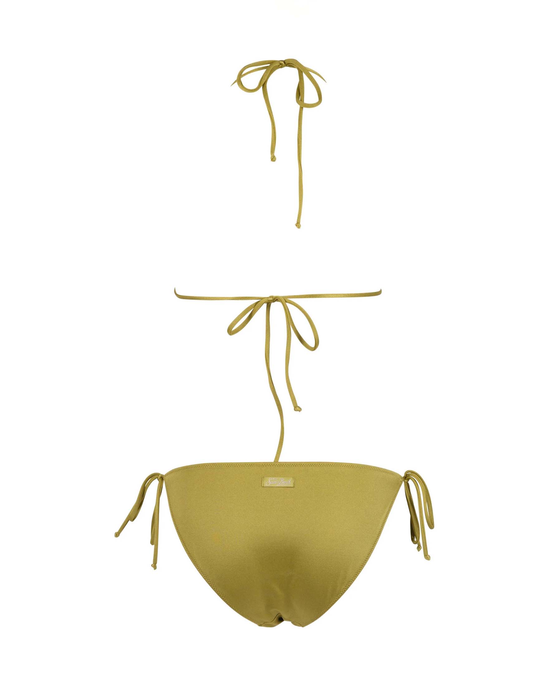 Bikini Leah Marielle MC2 Saint Barth lime a triangolo e brasiliana con laccetti e charms image