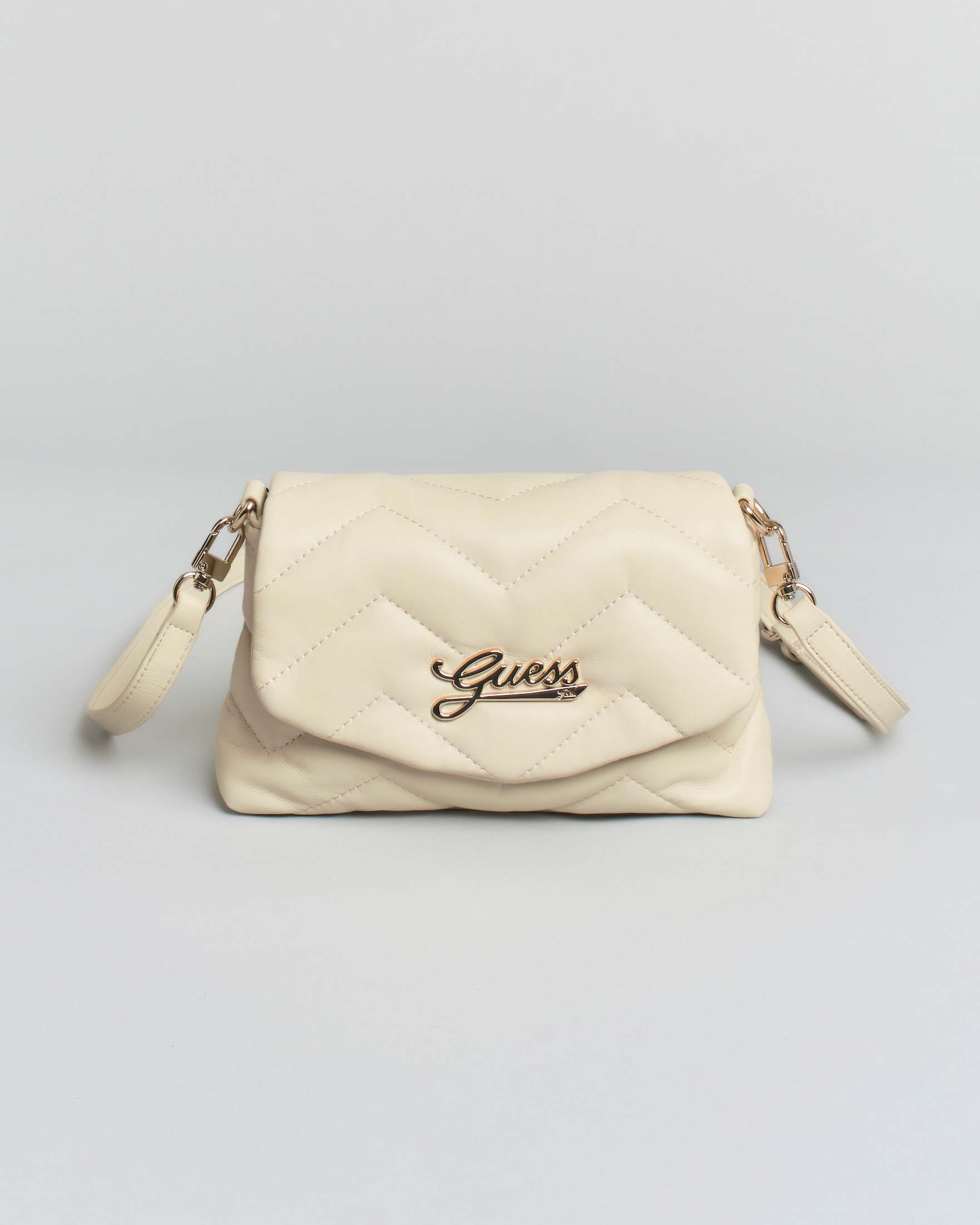 Borsa color avorio Guess matelassé con tracolla regolabile