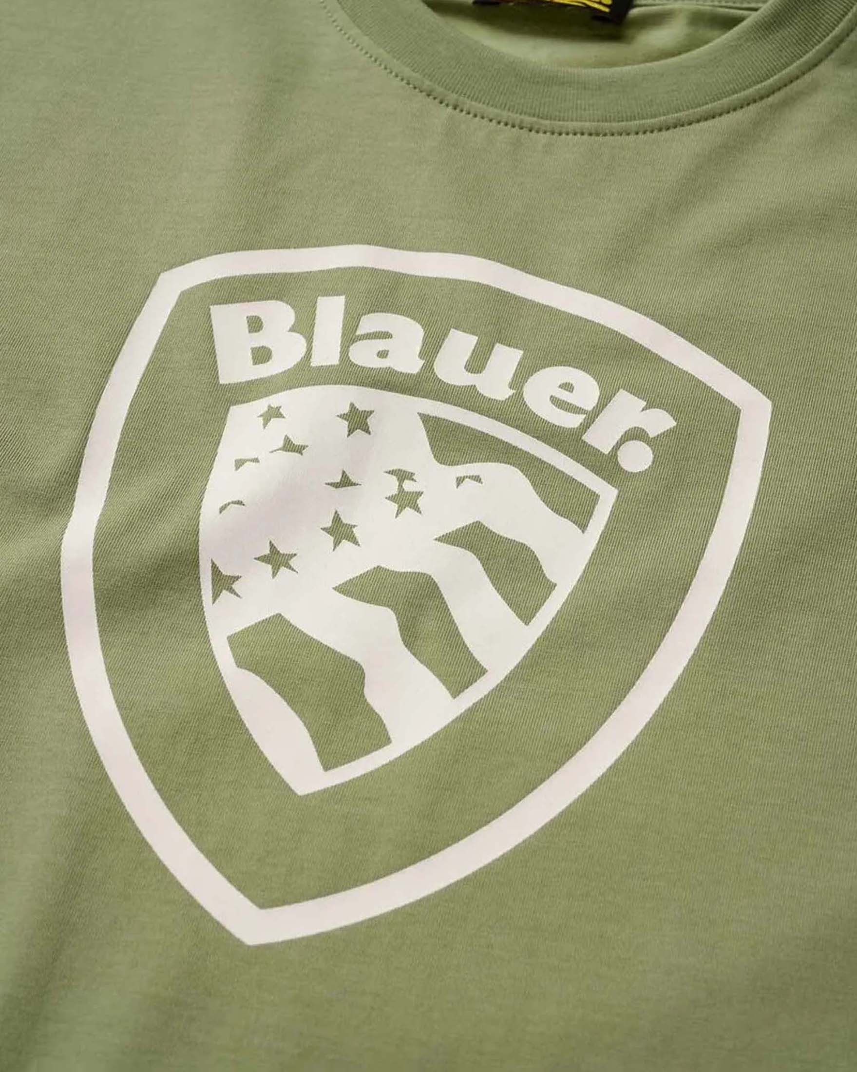 T-shirt verde salvia Blauer con scudo logo bianco image