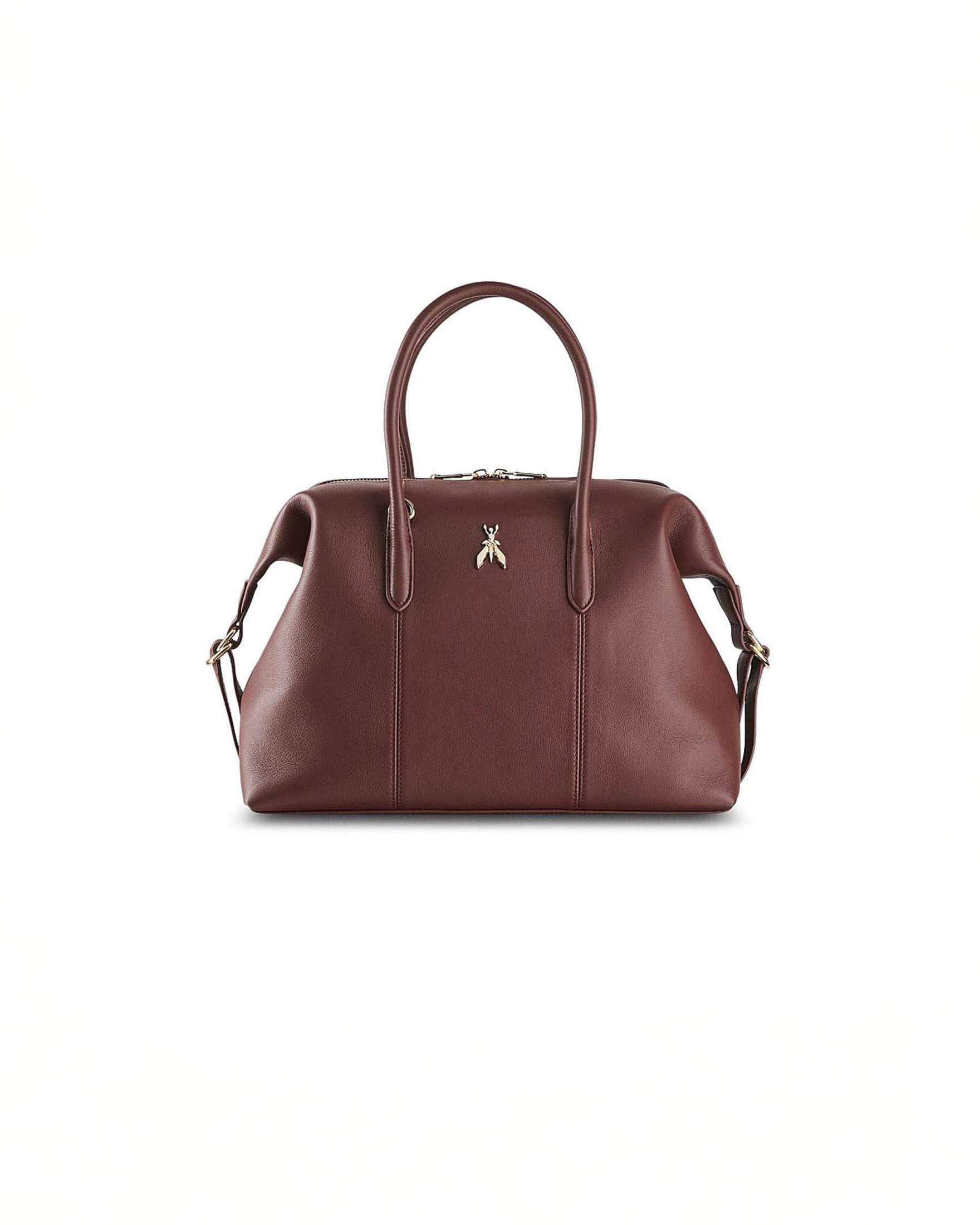 Borsa bauletto business Patrizia Pepe bordeaux in pelle con doppia maniglia e tracolla removibile