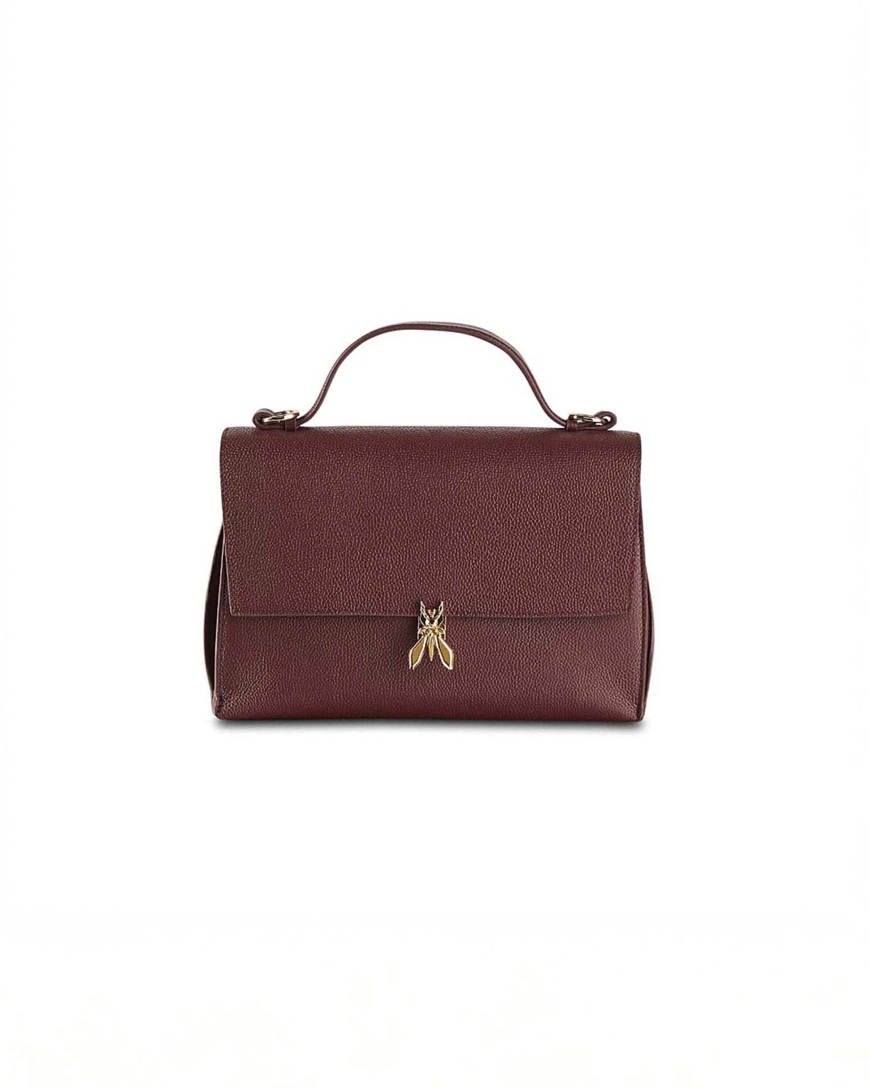 Borsa a mano Minimal Fly Patrizia Pepe bordeaux in pelle con chiusura a scatto Fly
