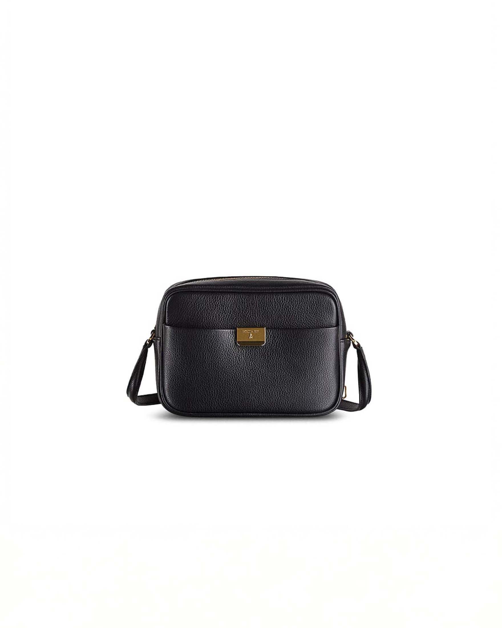 All Day Bag Patrizia Pepe nera in pelle martellata con tracolla e chiusura zip