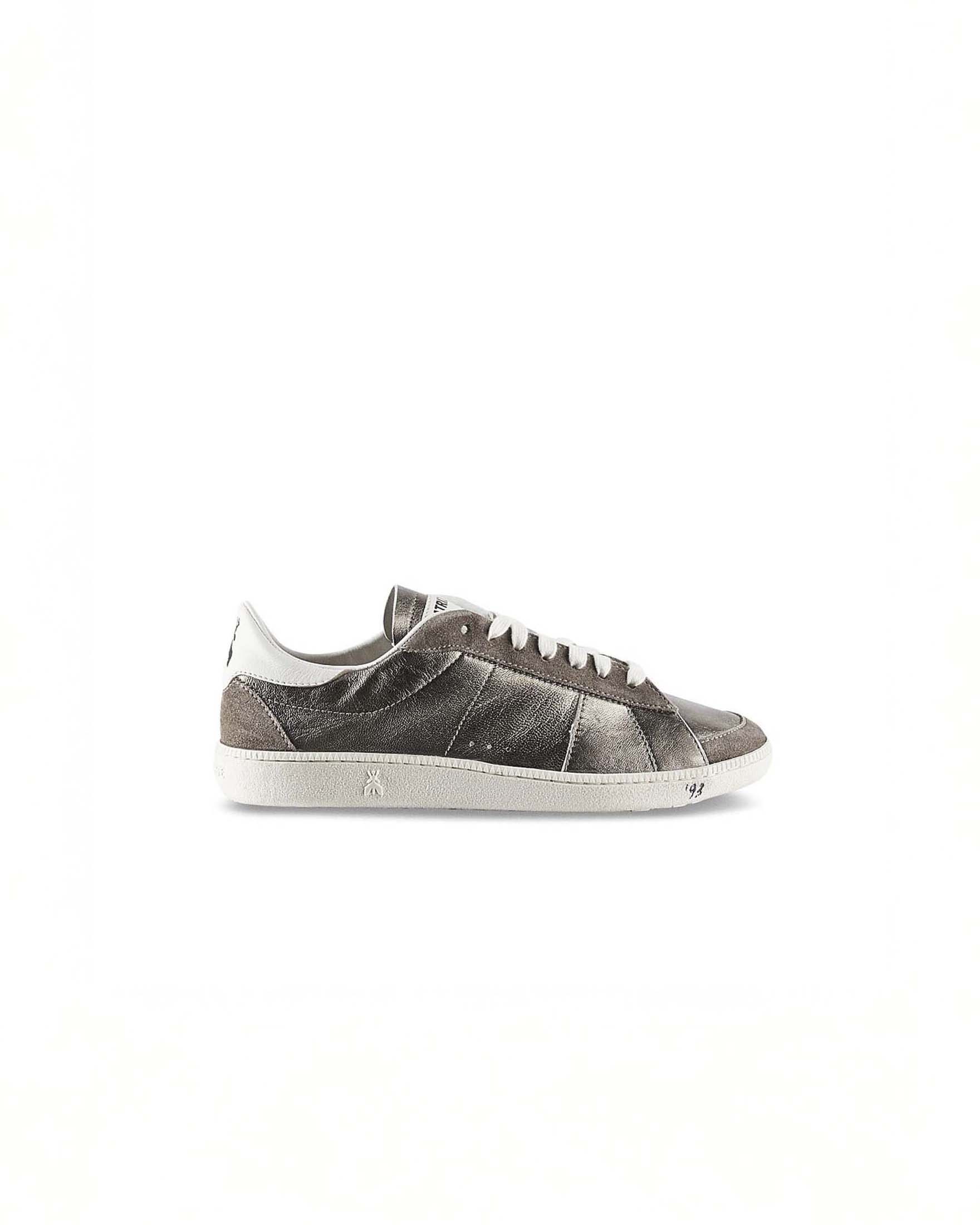 Sneakers Patrizia Pepe color bronzo in nappa laminata con punta e retro scamosciati