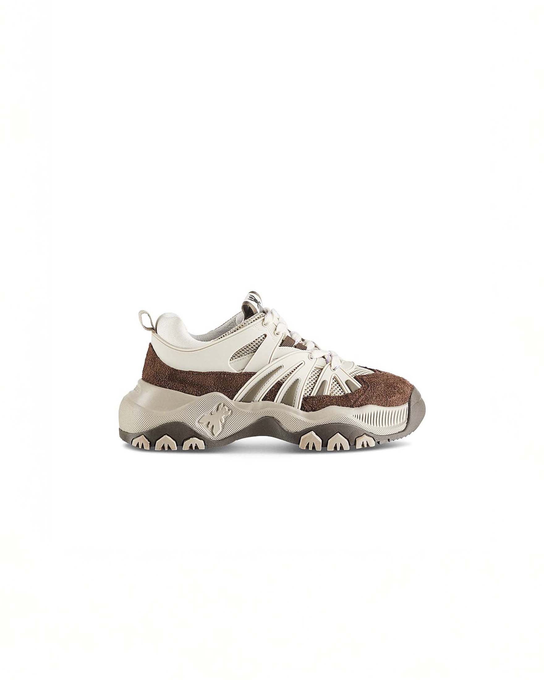 Sneakers sportive Patrizia Pepe grigie e testa di moro con dettagli scamosciati e suola spessa