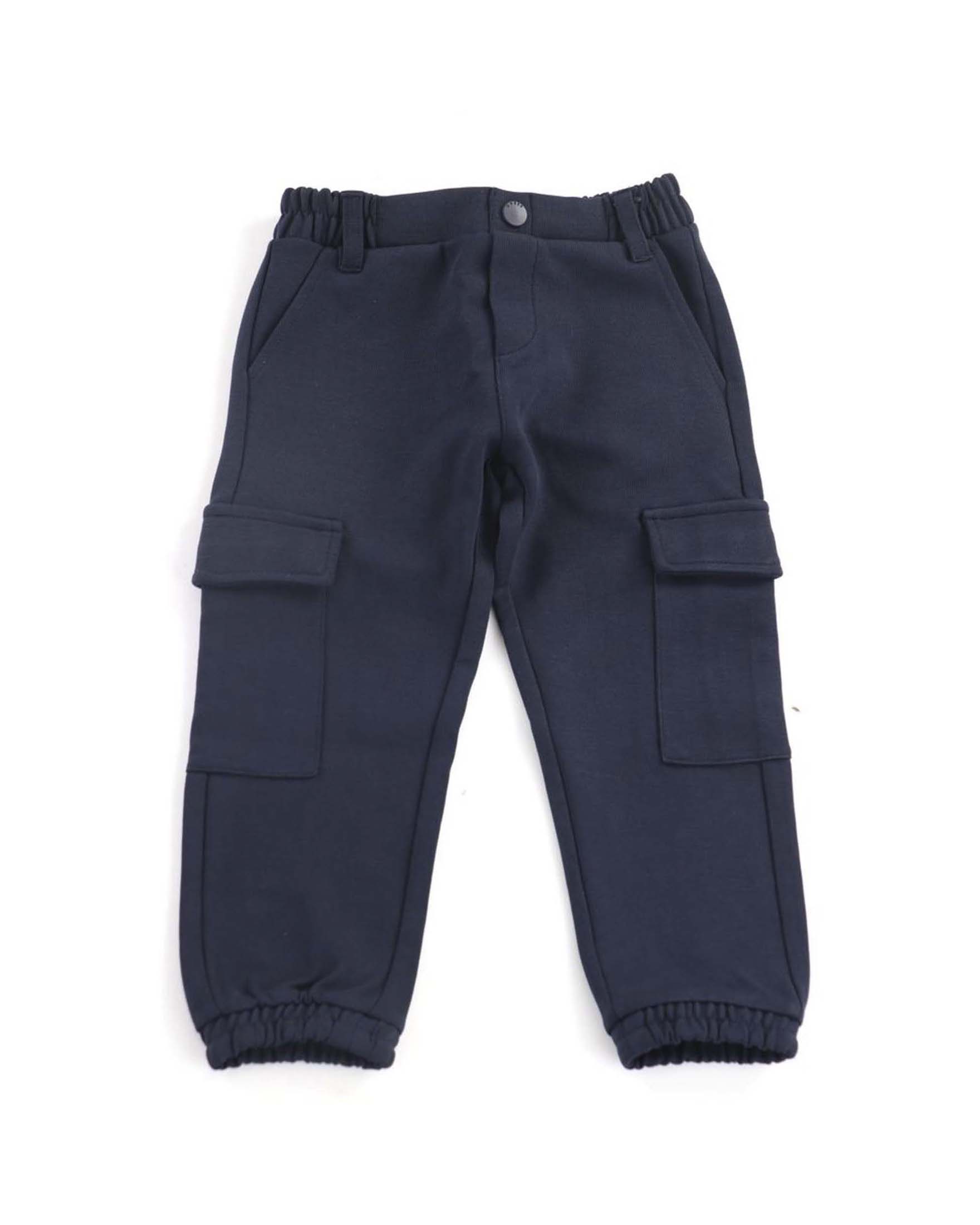 Pantaloni cargo Guess blu navy in cotone con logo ricamato