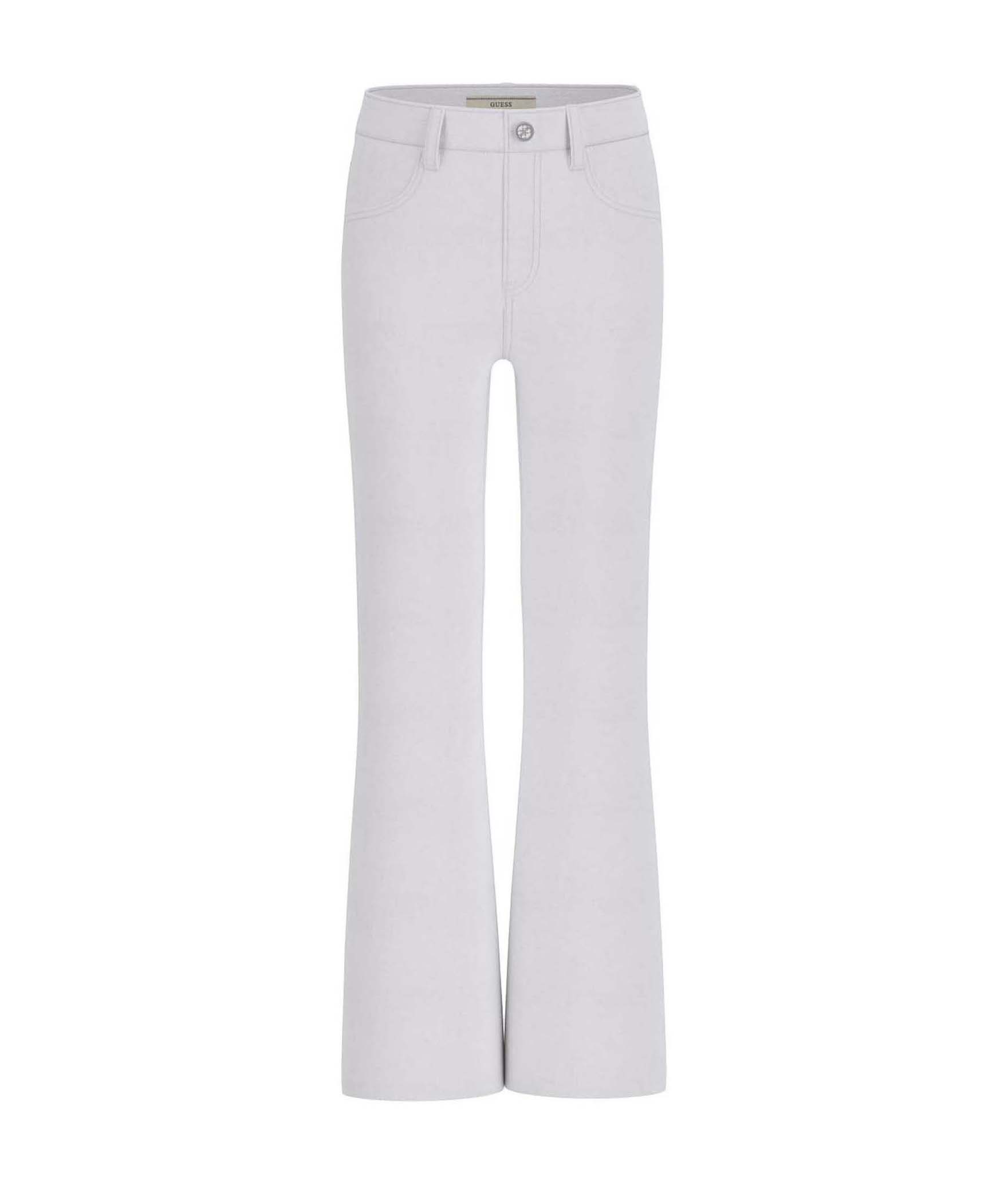 Pantaloni flare Guess bianchi in misto cotone con logo metallico