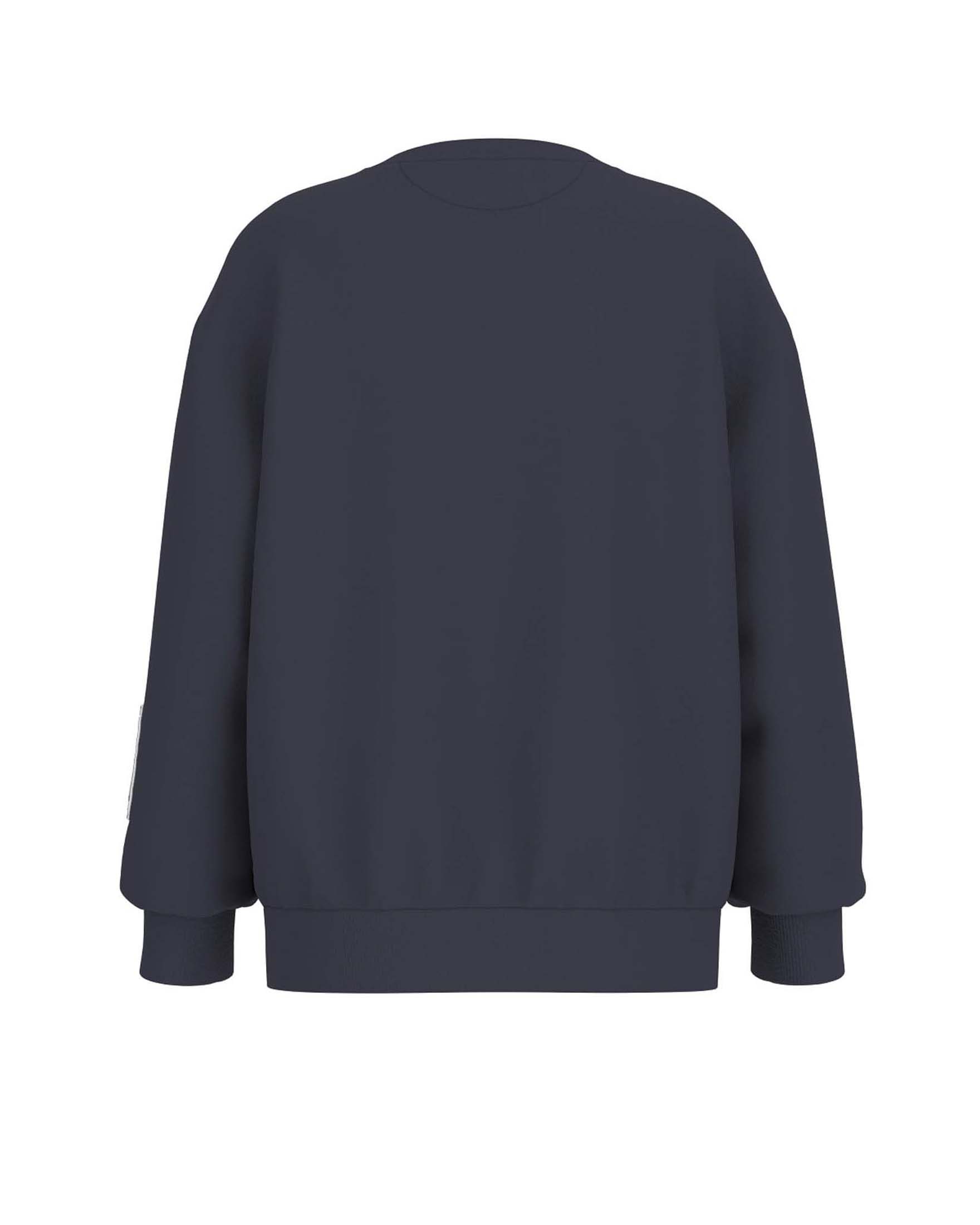 Felpa Guess blu in misto cotone con stampa logo effetto consumato image