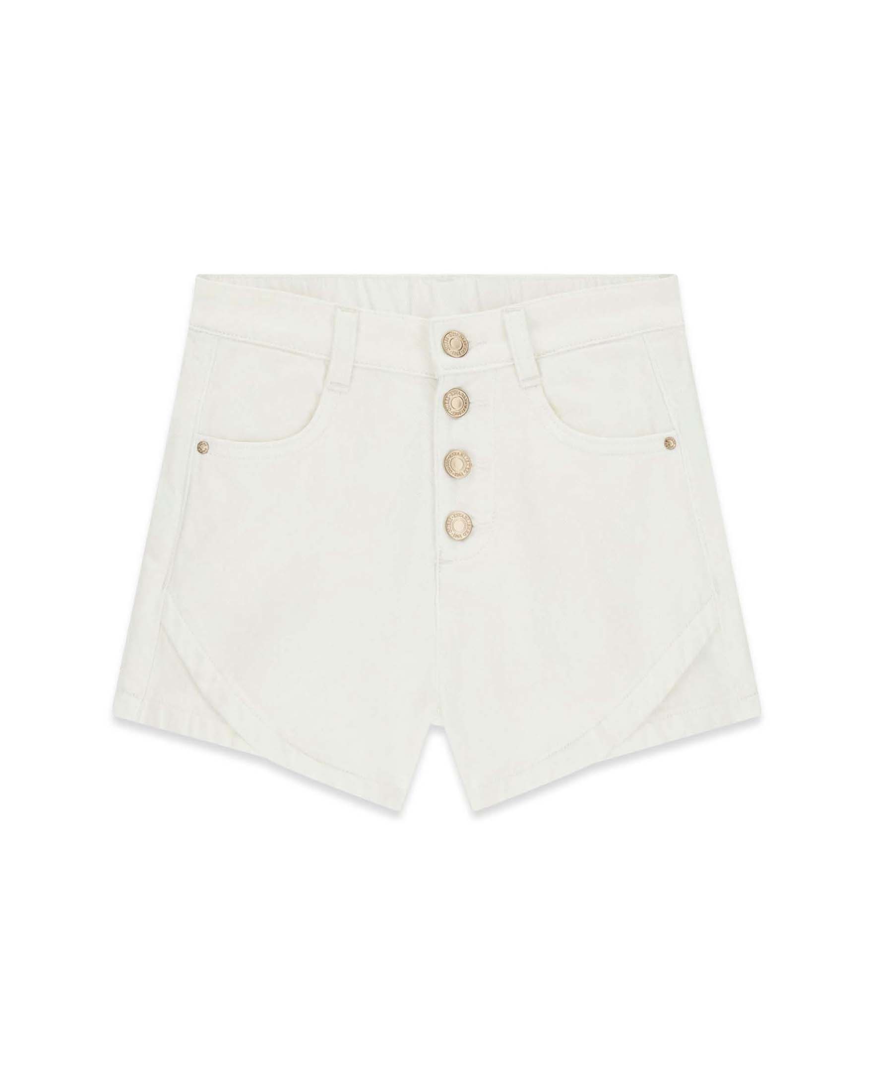 Shorts Guess bianchi in cotone a vita alta con bottoni metallici