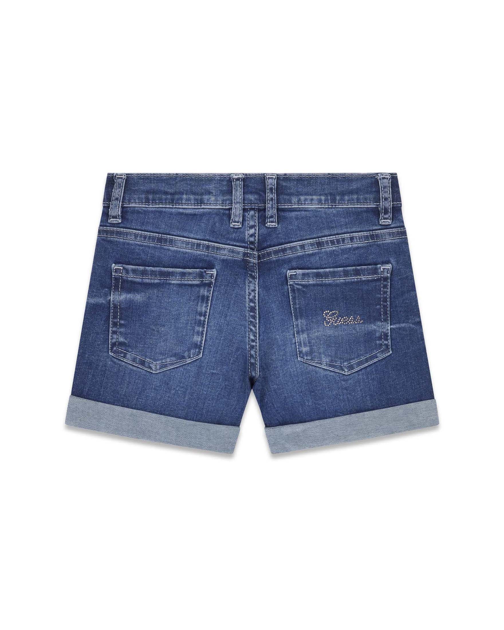 Shorts di jeans Guess lavaggio medio in misto cotone elasticizzato con risvolto image