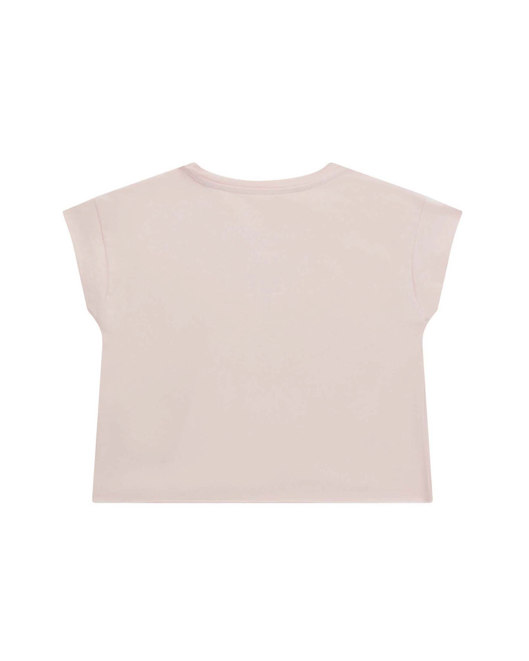 T-shirt mezza manica Guess bianca in misto cotone con logo ricamato image