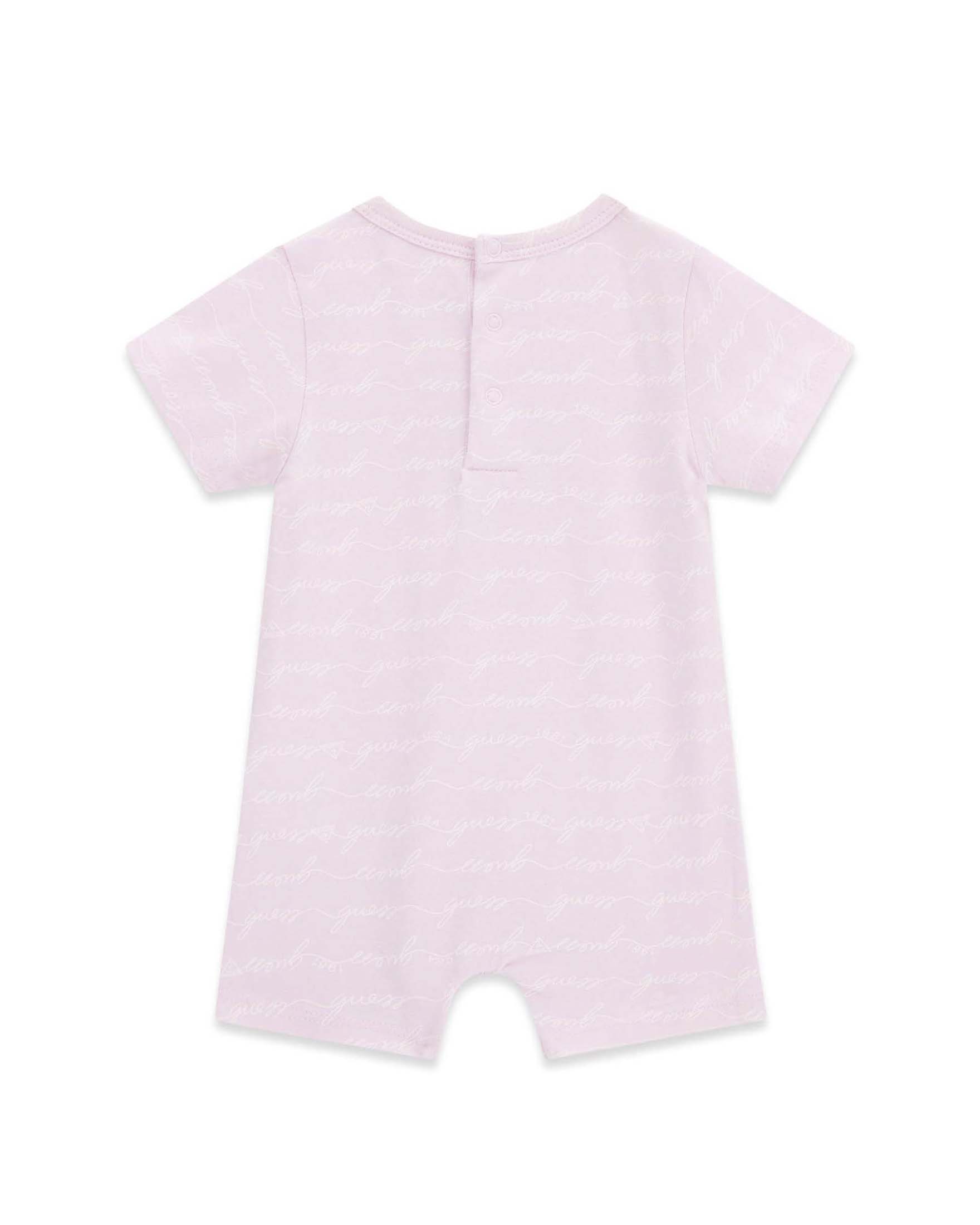 Pagliaccetto a T-shirt Guess rosa in misto cotone con stampa logo image