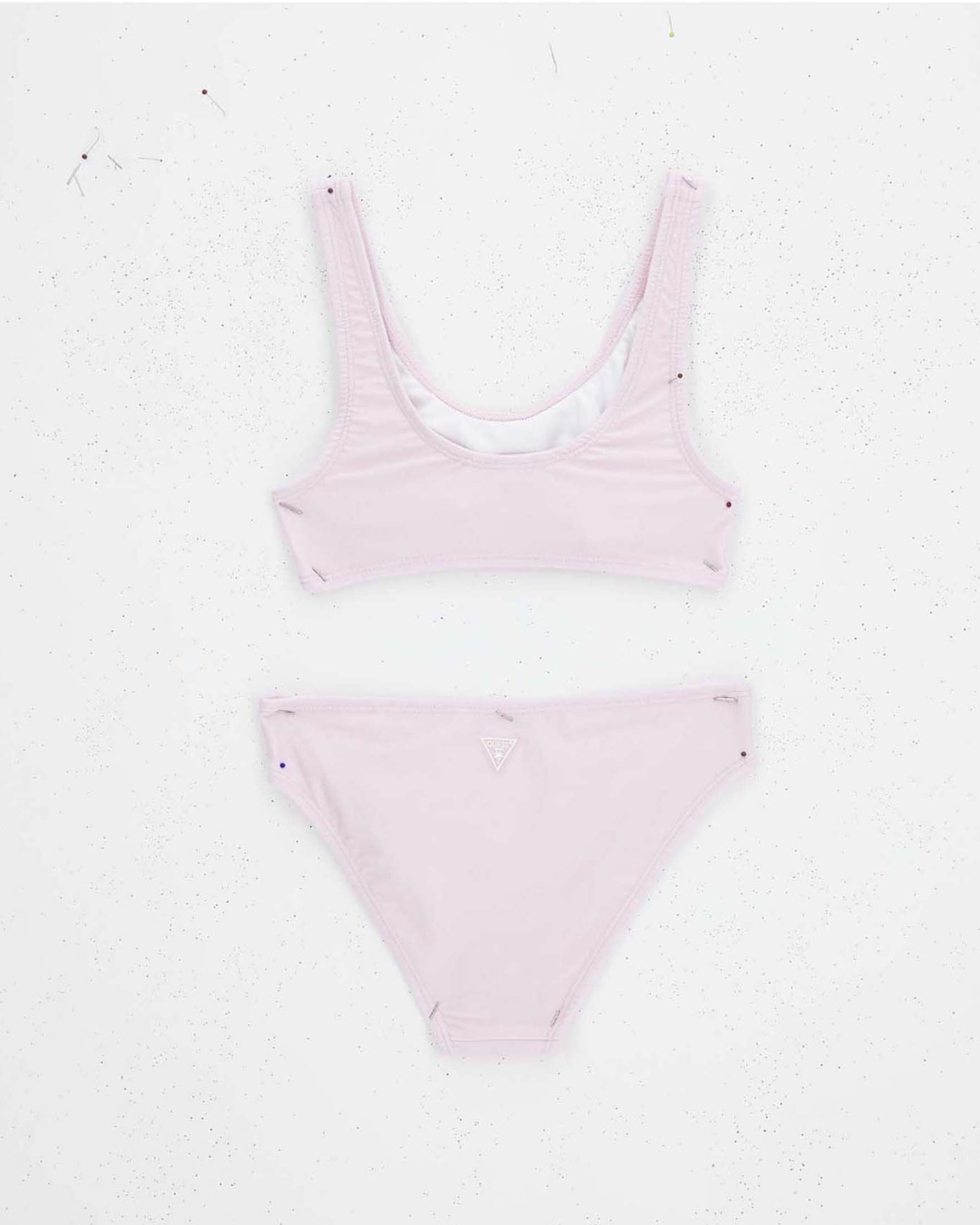 Bikini Guess rosa in misto poliammide con logo in strass colorati image