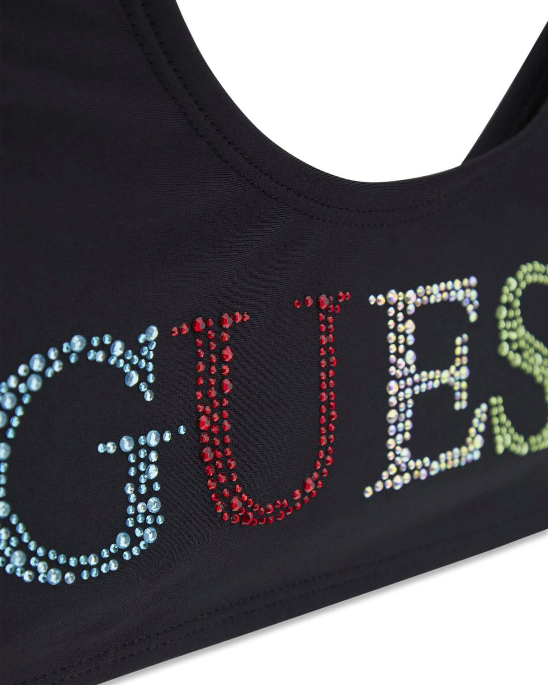 Bikini Guess nero in misto poliammide con logo in strass image