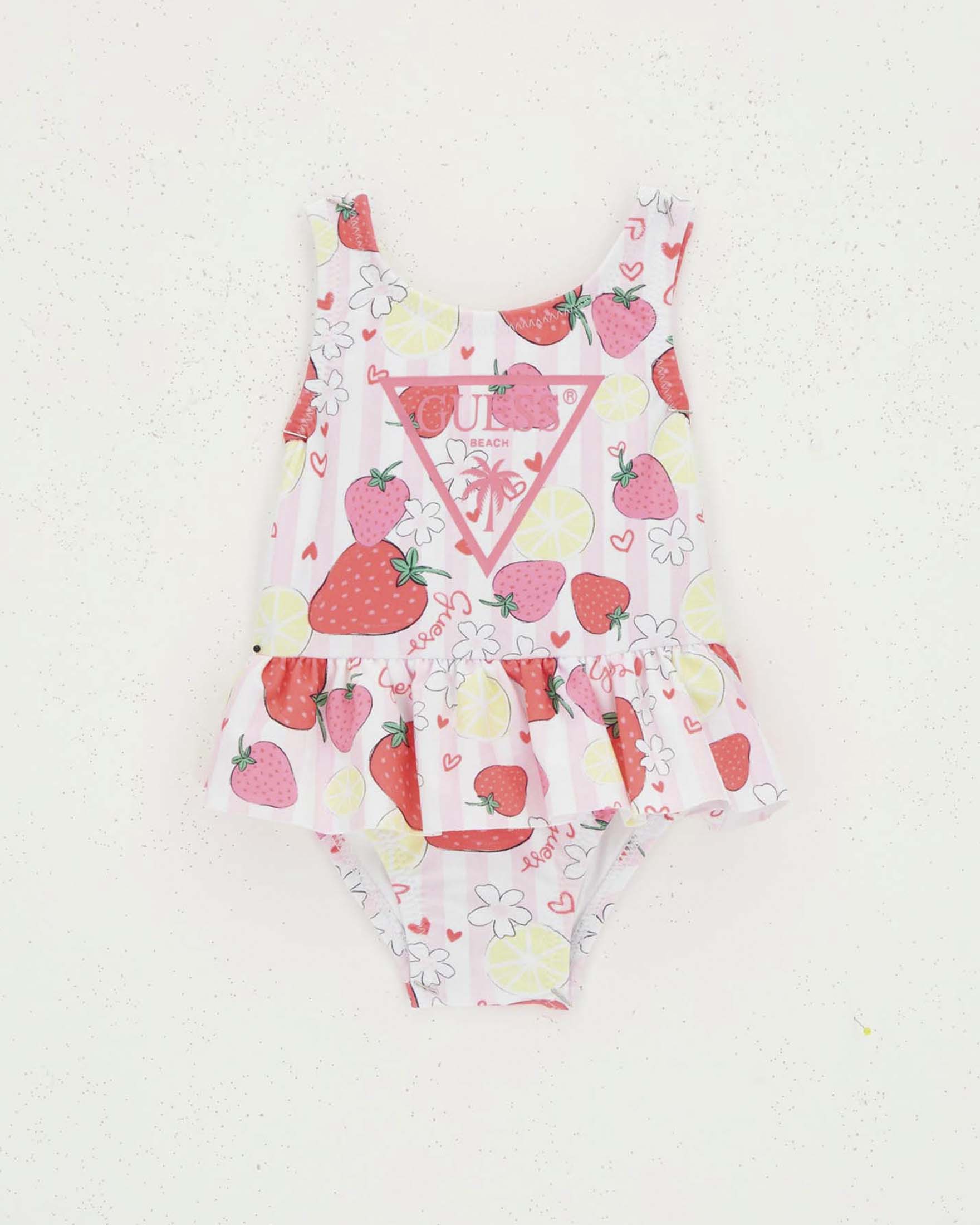 Costume intero Guess rosa con stampa floreale e logo stampato
