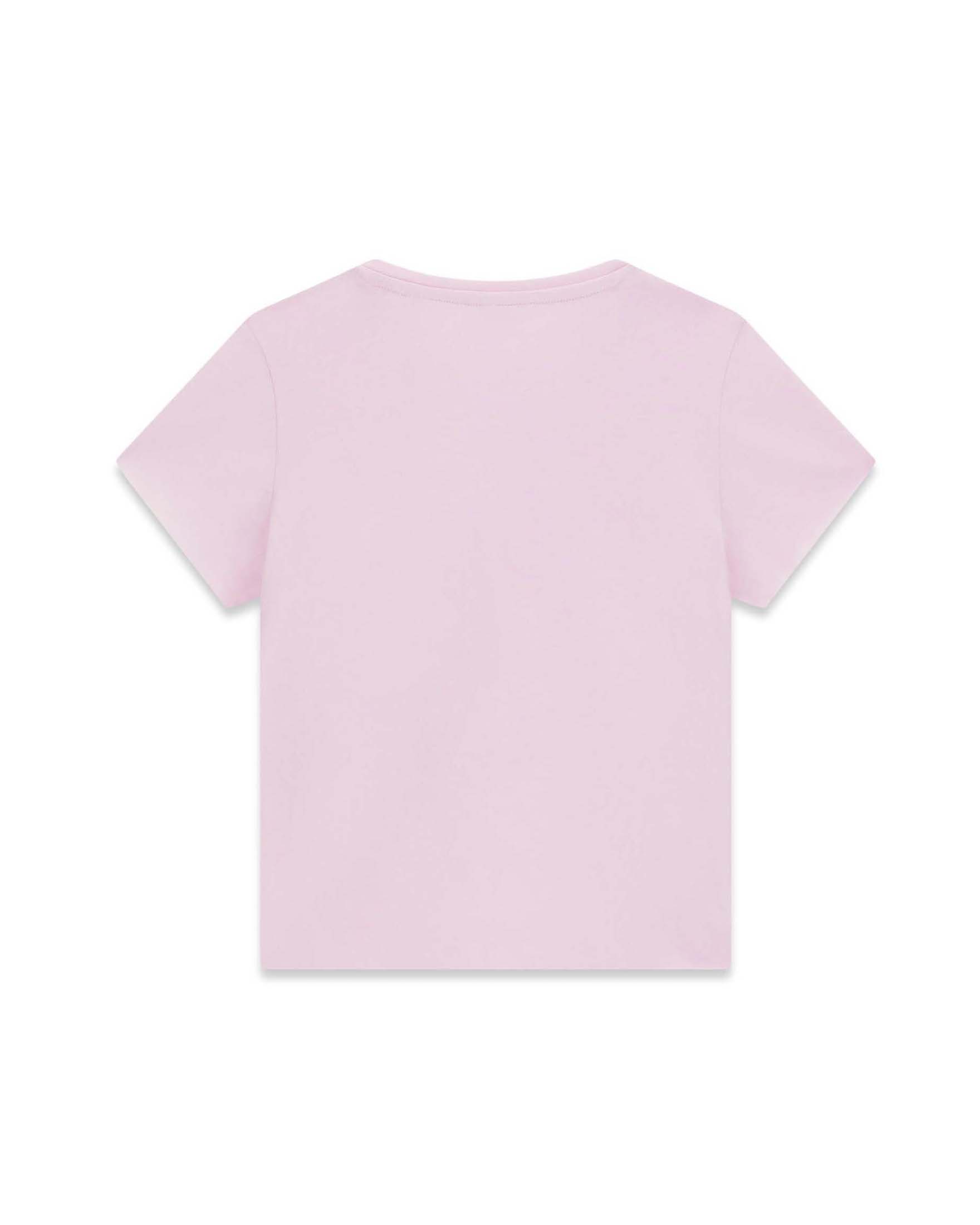 T-shirt mezza manica Guess Kids rosa in cotone con stampa logo image