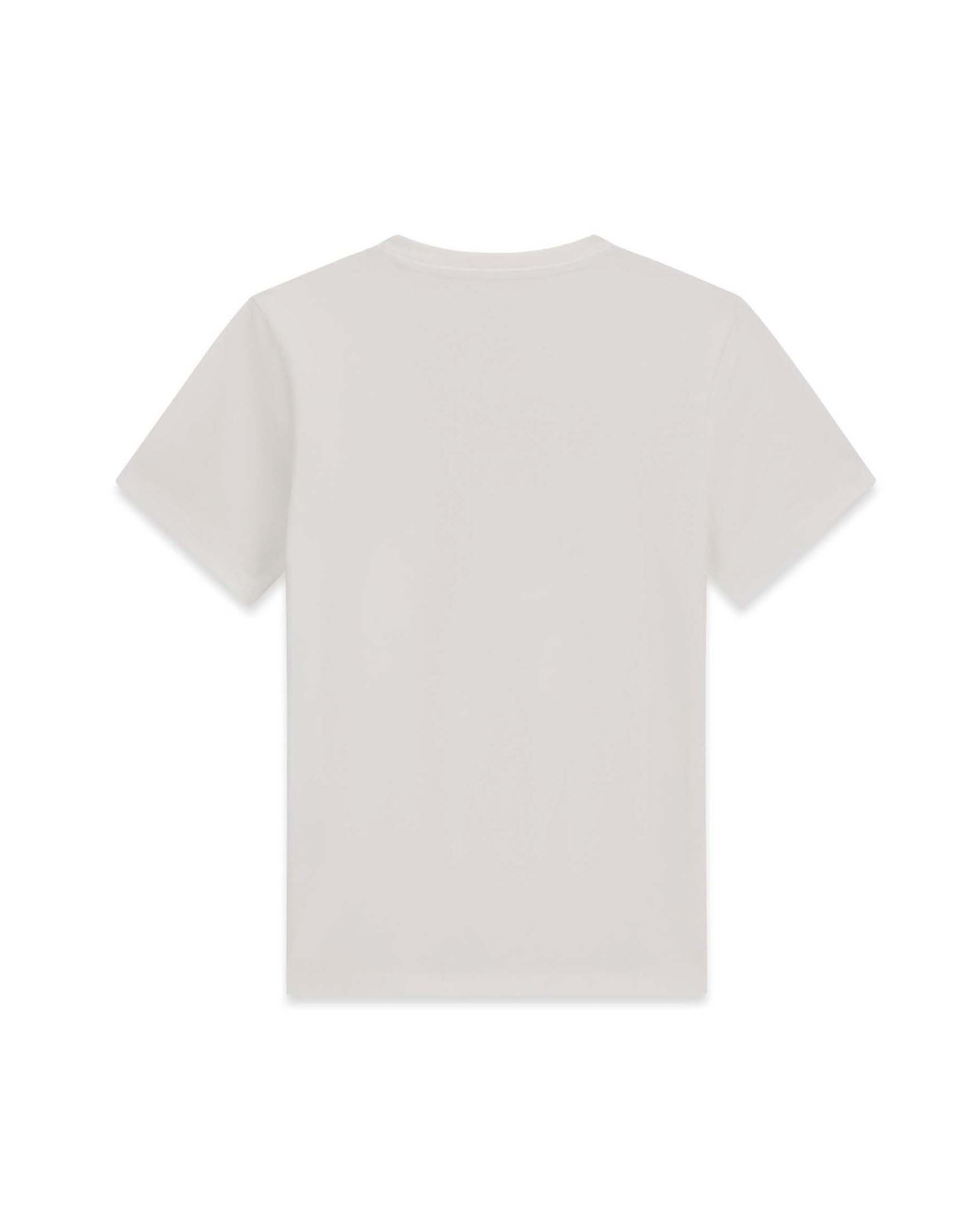 T-shirt mezza manica Guess bianca in misto cotone con stampa logo image