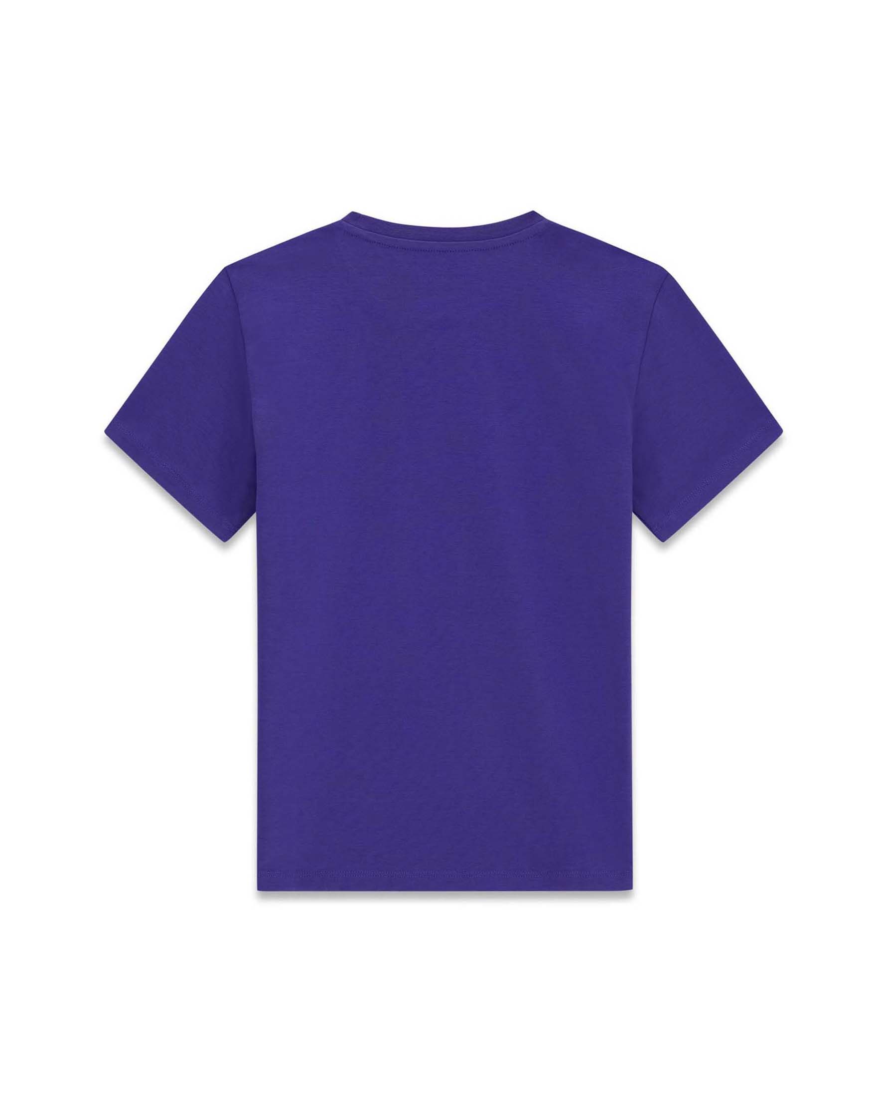 T-shirt mezza manica Guess viola in misto cotone con stampa logo image