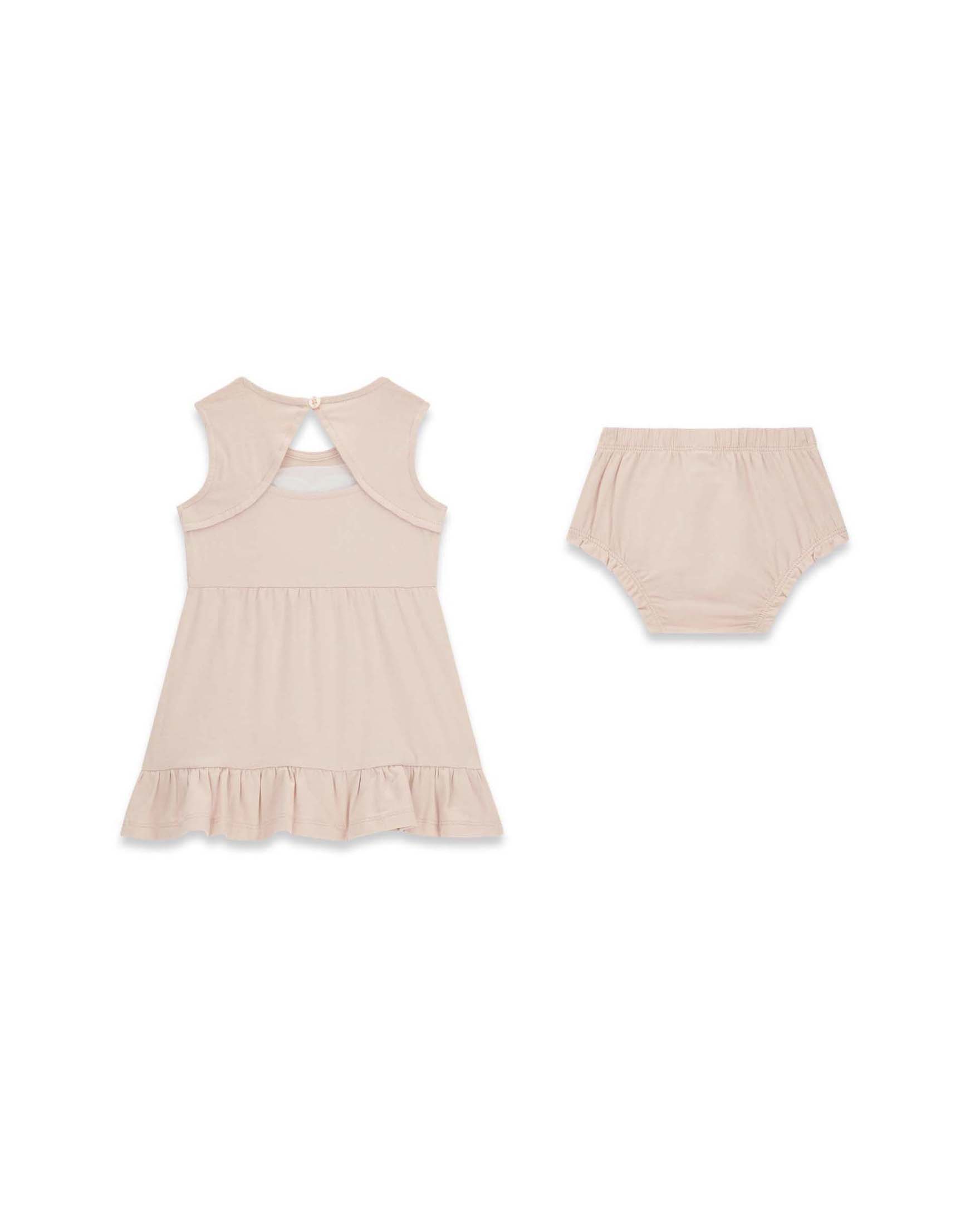 Abito smanicato Guess rosa in misto cotone con logo a cuore in paillettes image