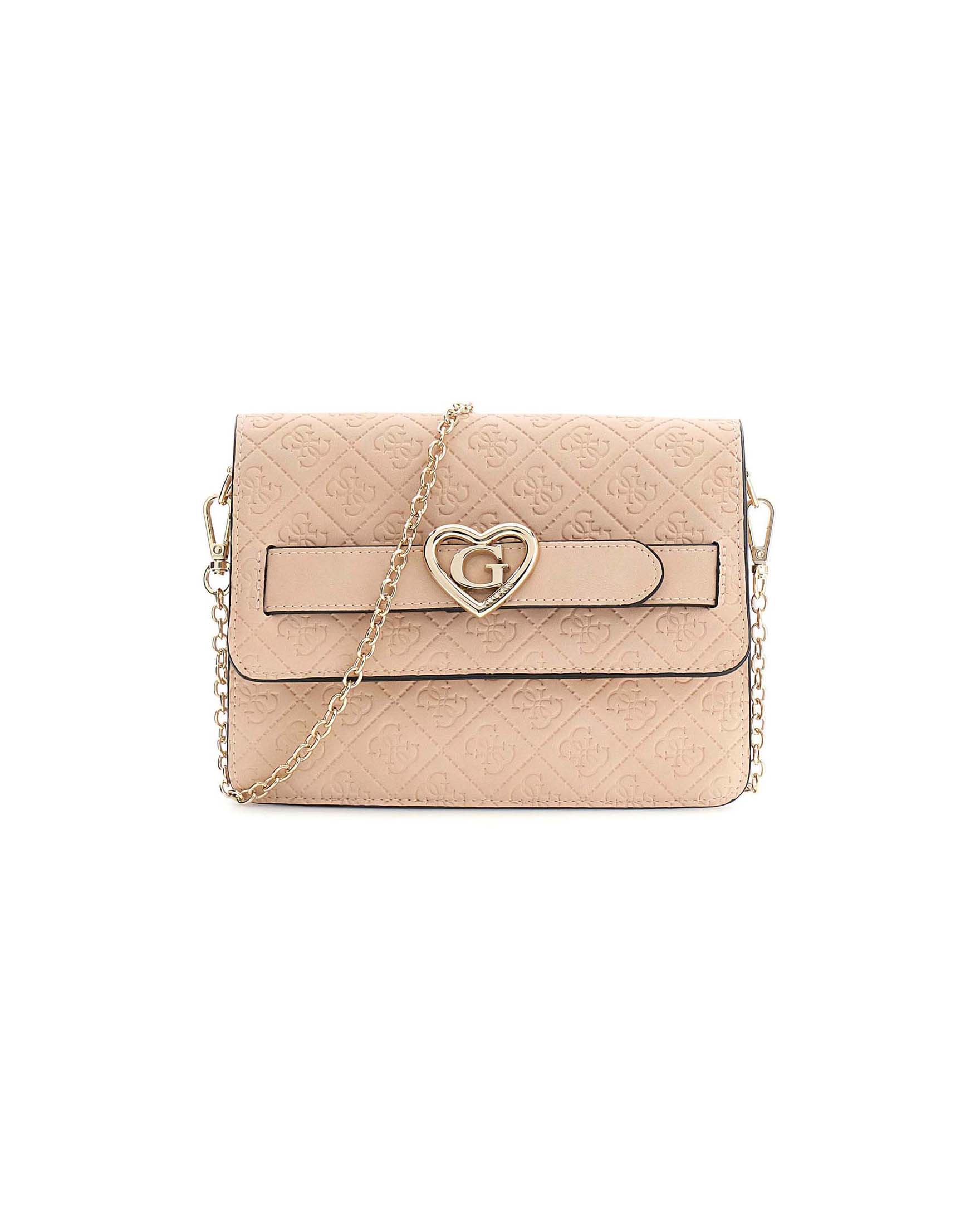 Borsa a tracolla Guess rosa in similpelle con logo 4G in rilievo