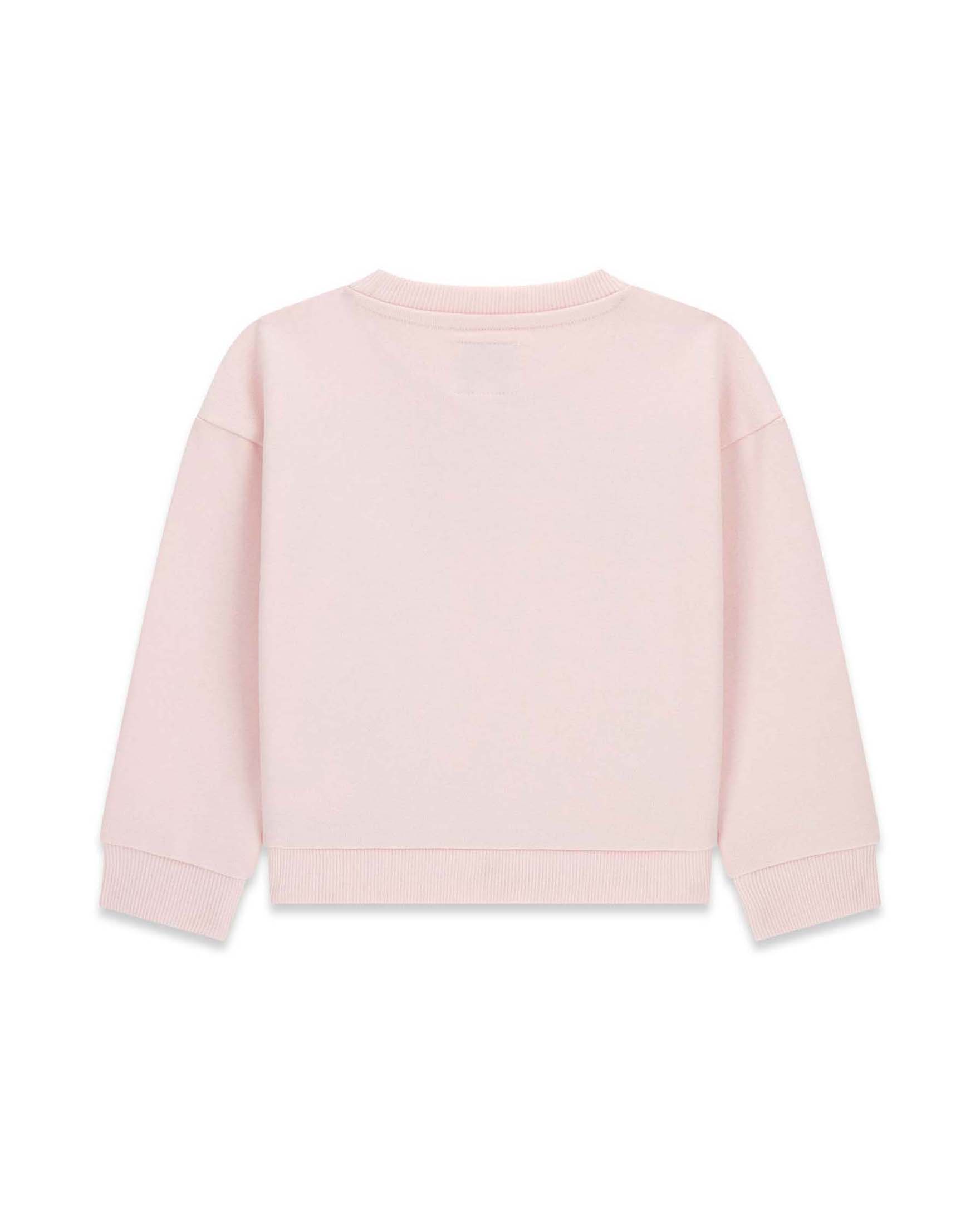 Felpa girocollo Guess rosa in cotone con maxi logo in paillettes image