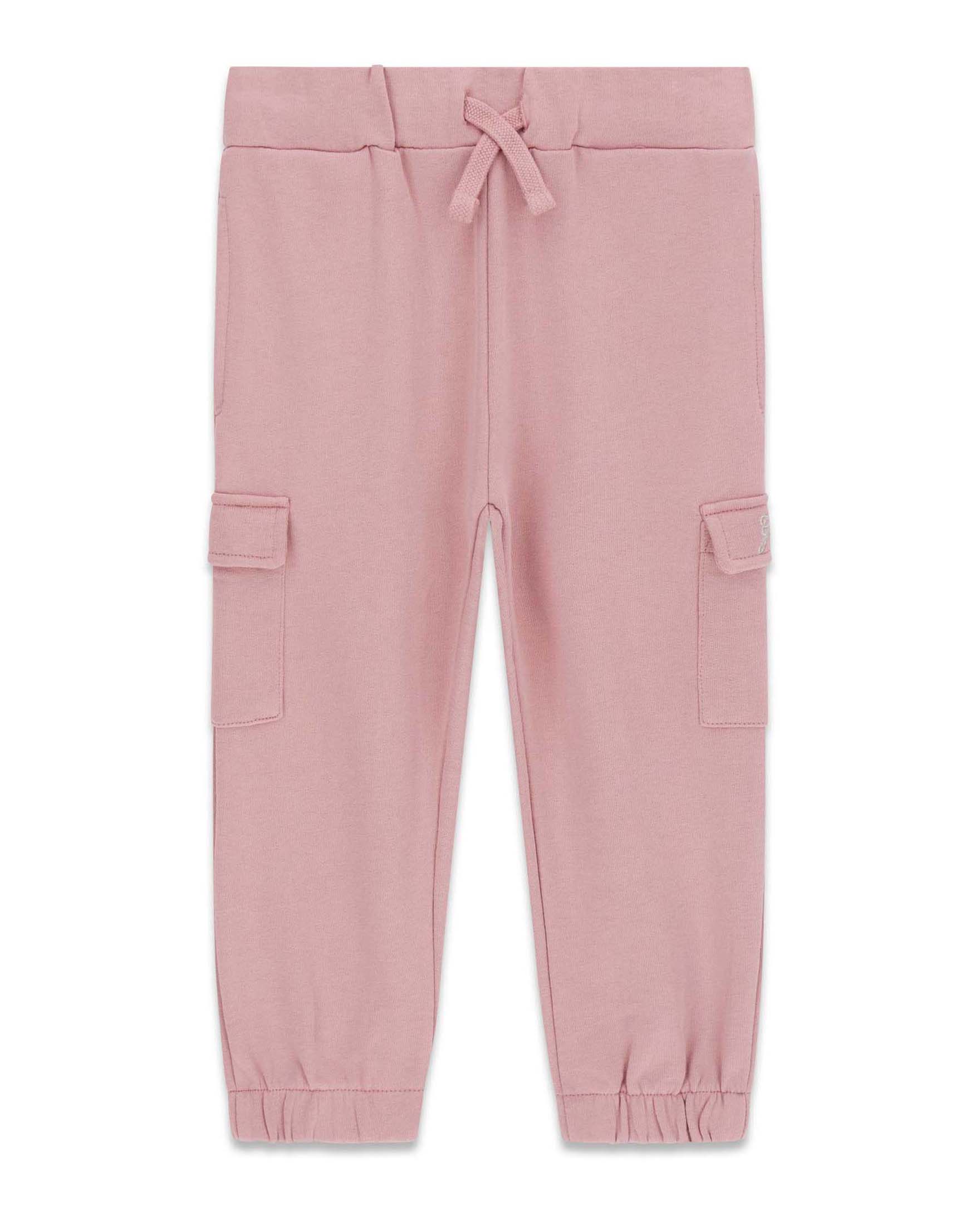 Pantaloni cargo Guess rosa in cotone con elastico in vita e alle caviglie
