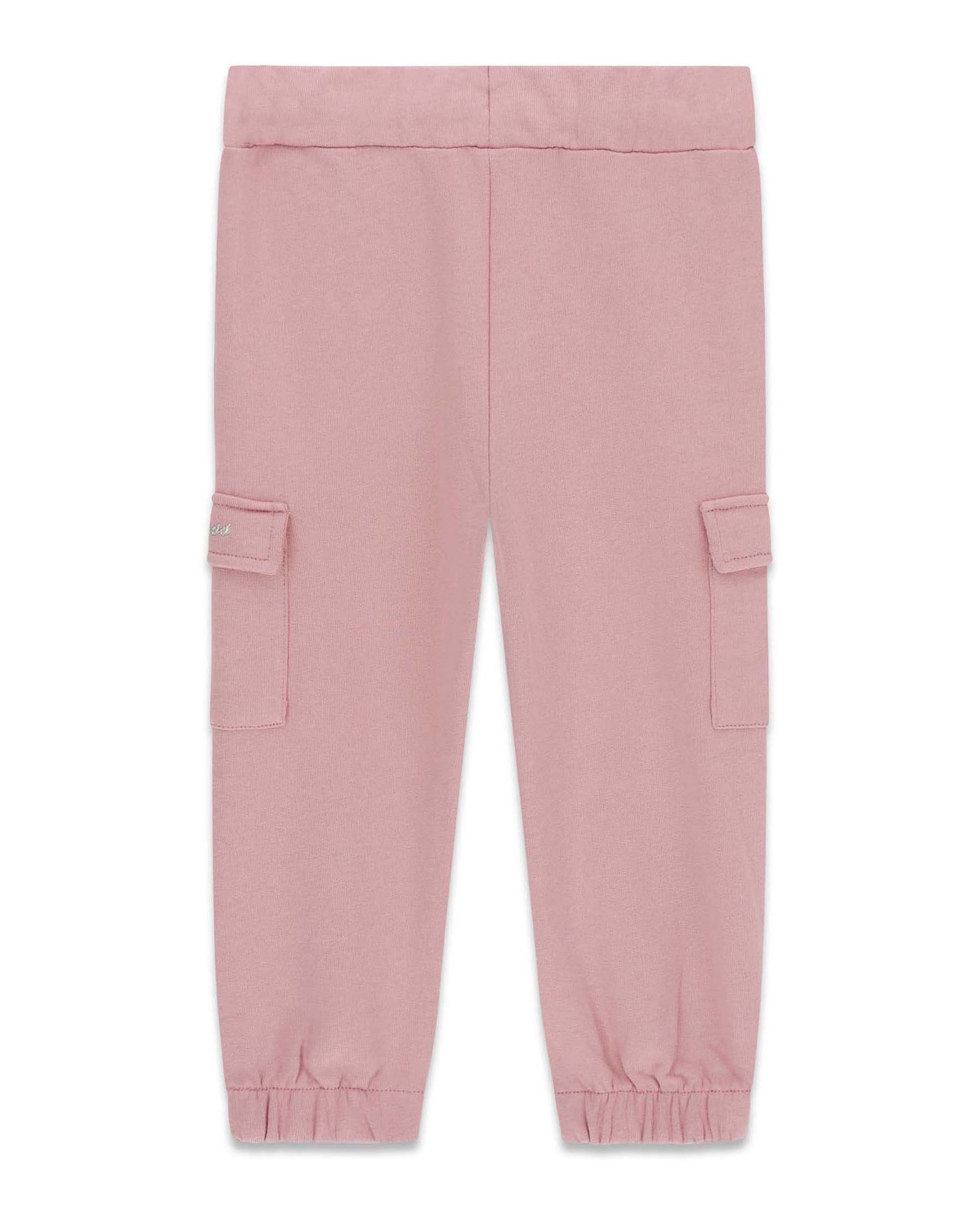 Pantaloni cargo Guess rosa in cotone con elastico in vita e alle caviglie image