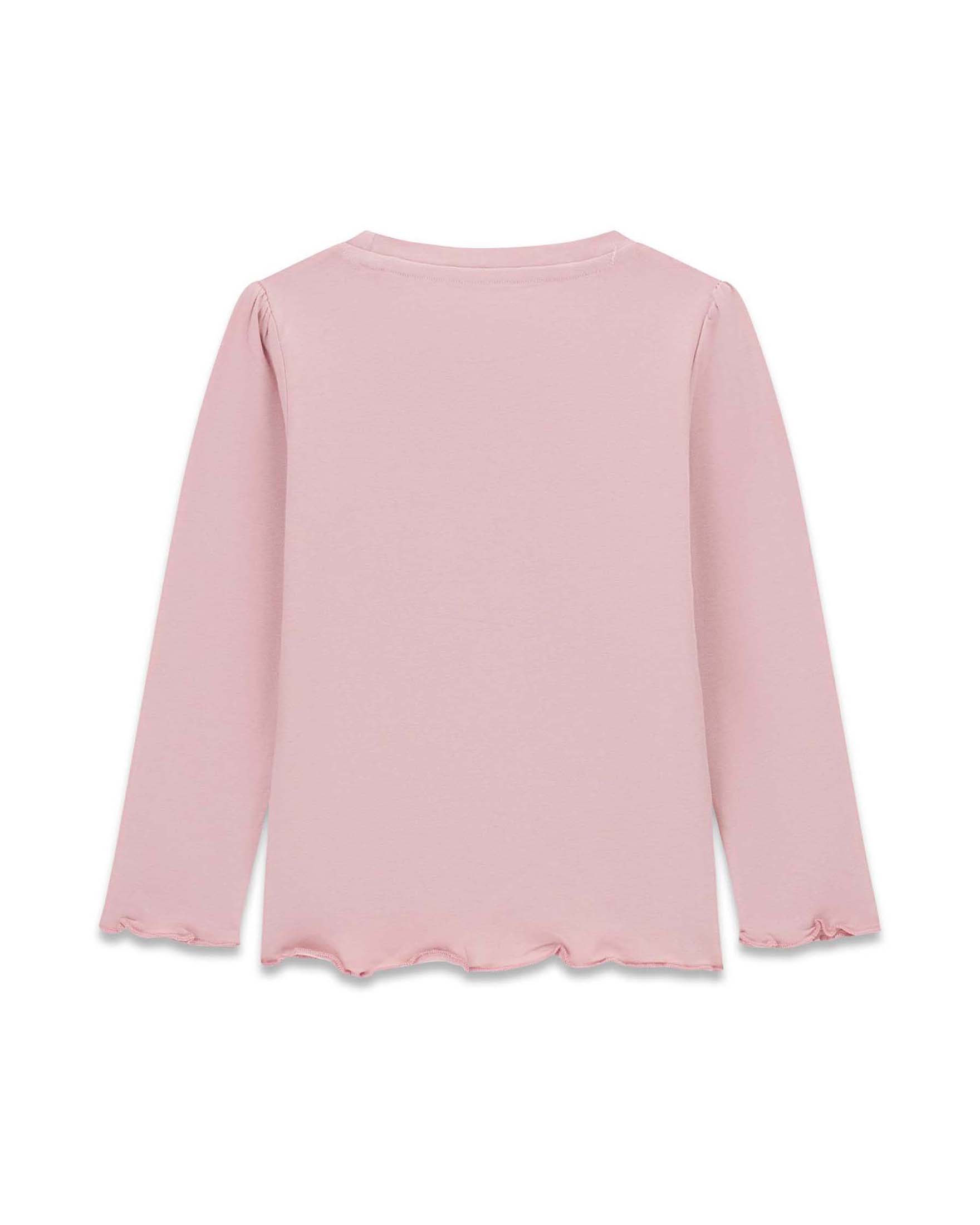 T-shirt a maniche lunghe Guess rosa in misto cotone con stampa orsetto image