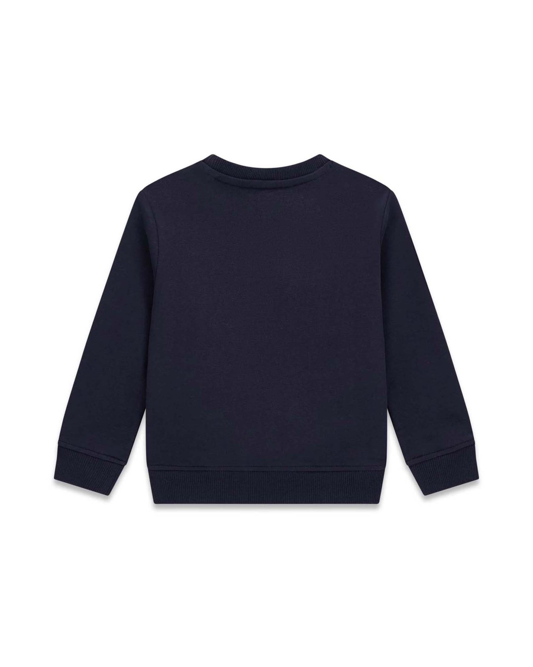 T-shirt a maniche lunghe Guess blu navy in cotone con stampa orsetto e logo image