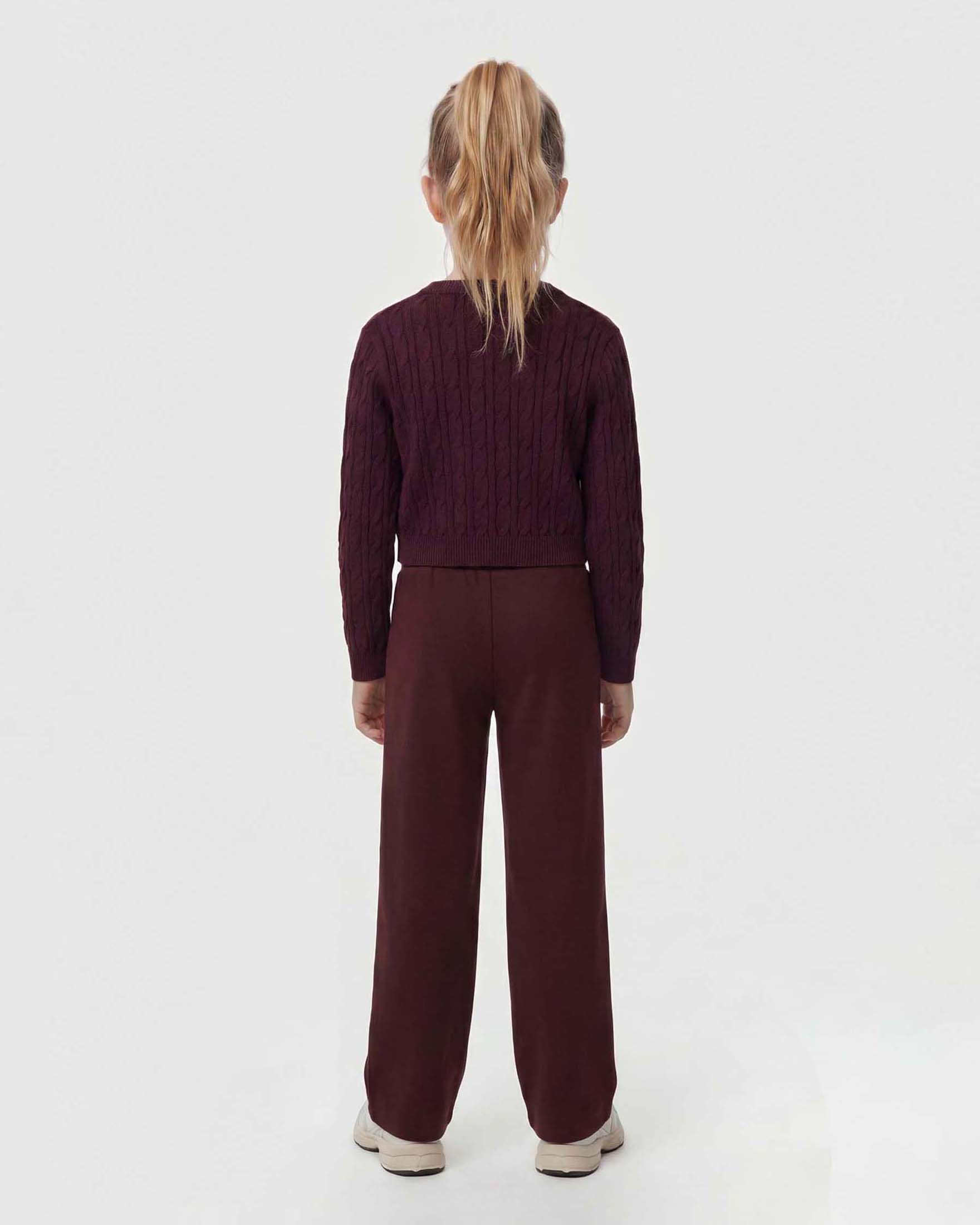 Pantaloni palazzo Guess bordeaux in cotone con logo in strass image