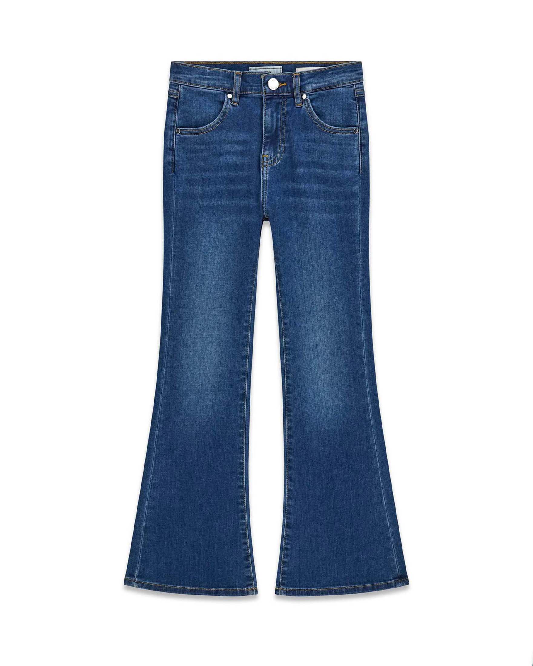 Jeans svasati Guess lavaggio medio in misto cotone con toppa logo