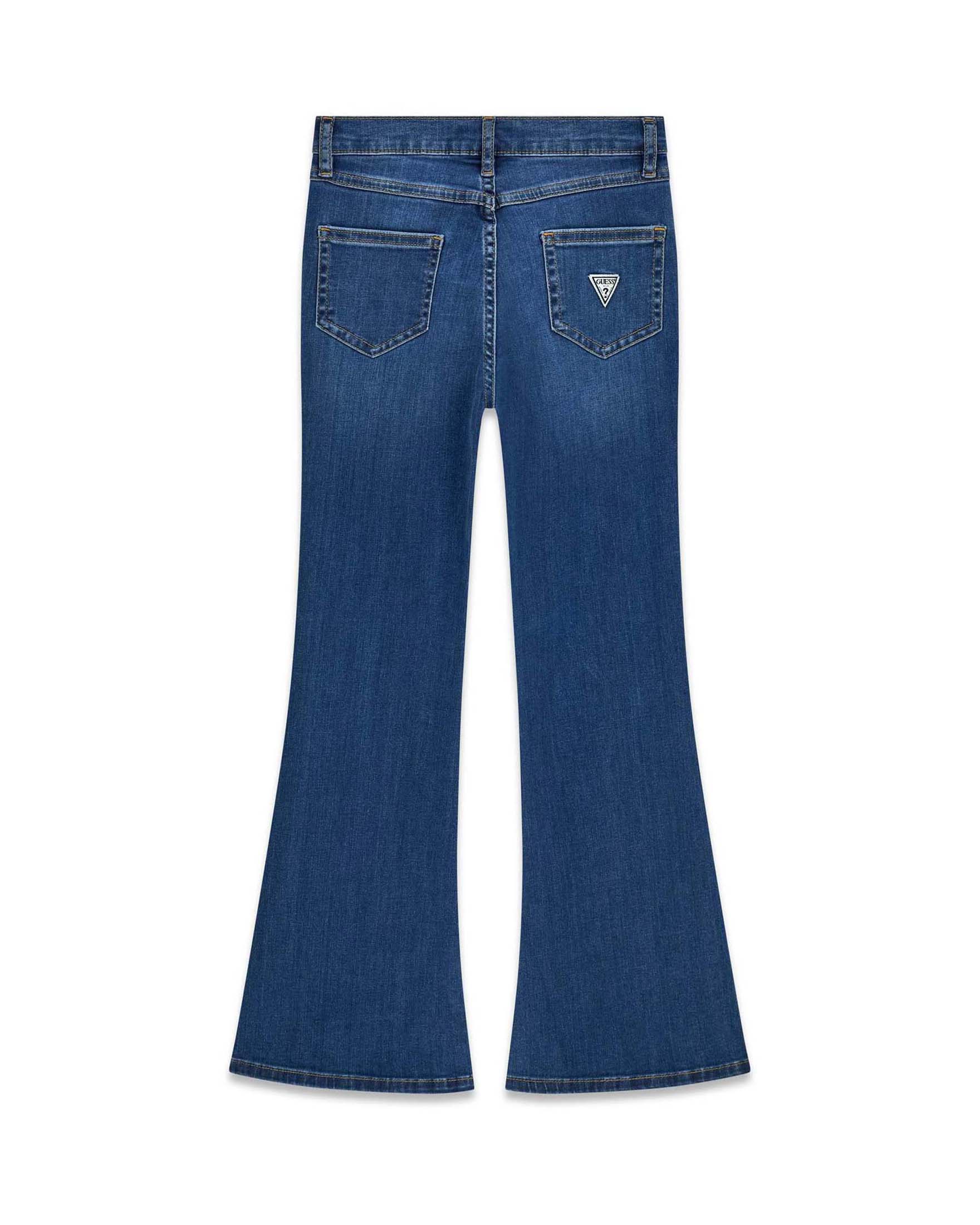Jeans svasati Guess lavaggio medio in misto cotone con toppa logo image