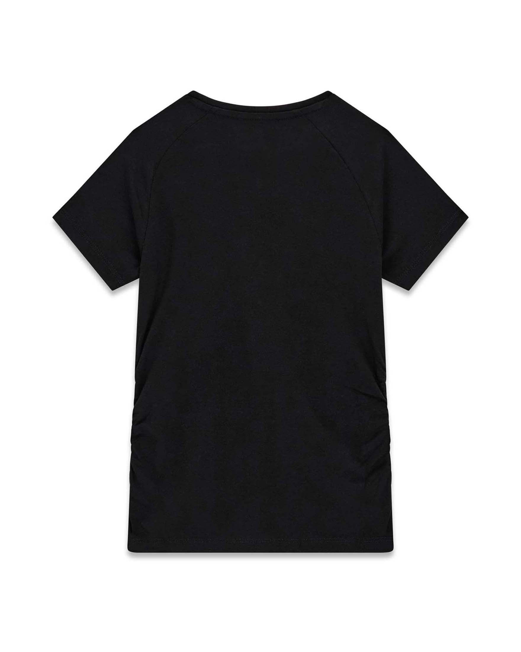 T-shirt mezza manica Guess nera in misto cotone con logo frontale in strass image