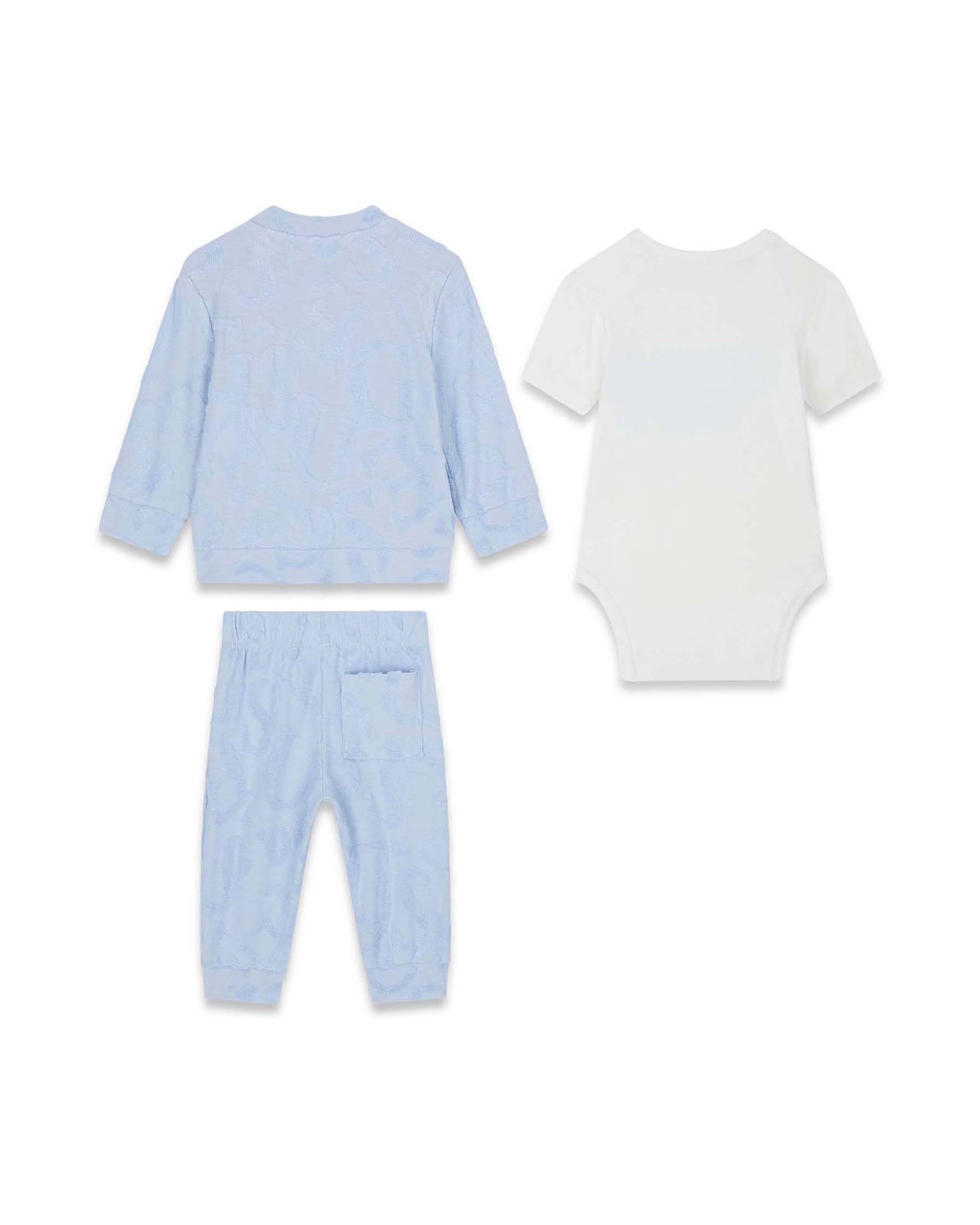 Completo tre pezzi Guess azzurro e bianco in misto cotone con logo image