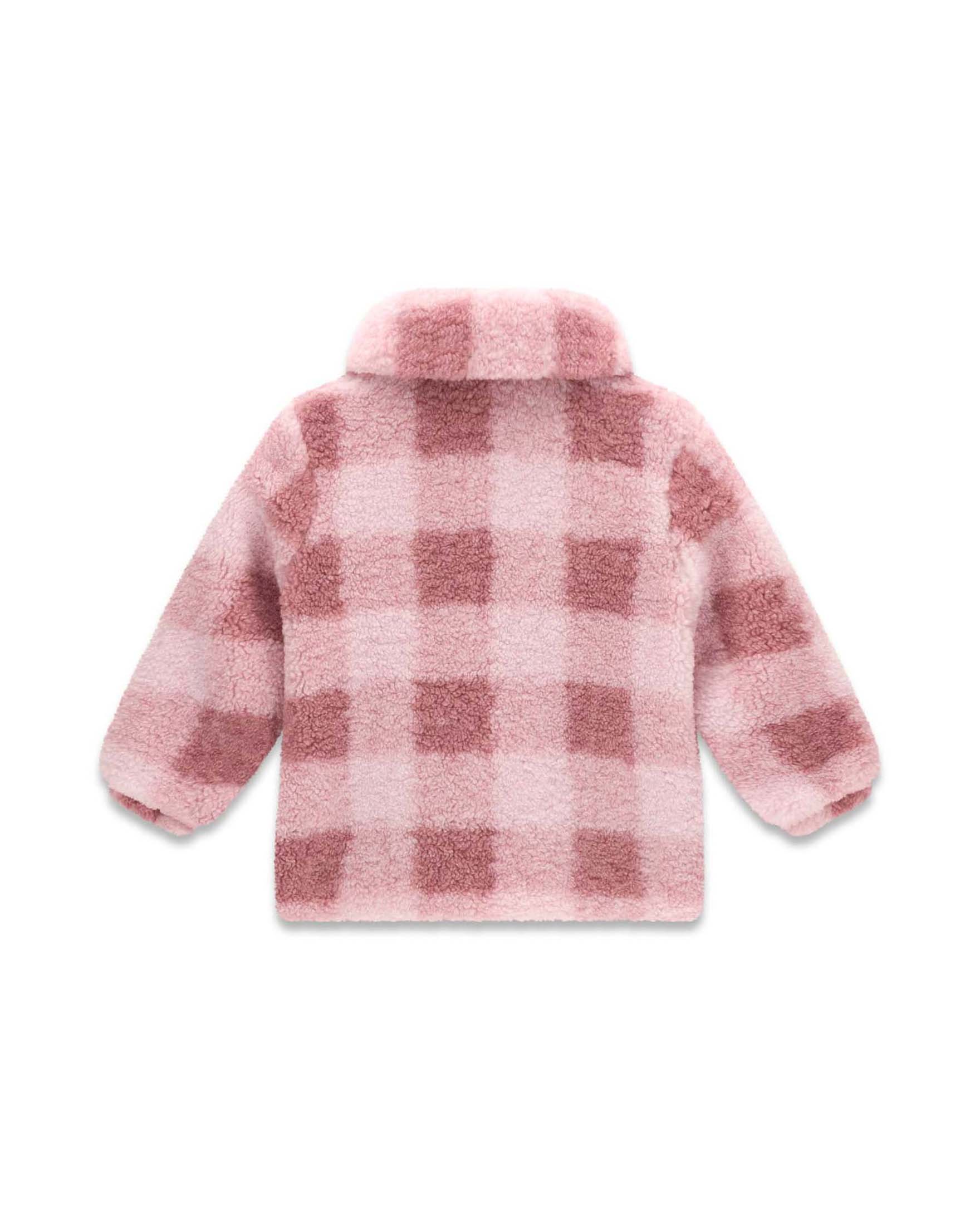 Giaccone Guess Kids rosa effetto orsetto a quadri con logo metallico image