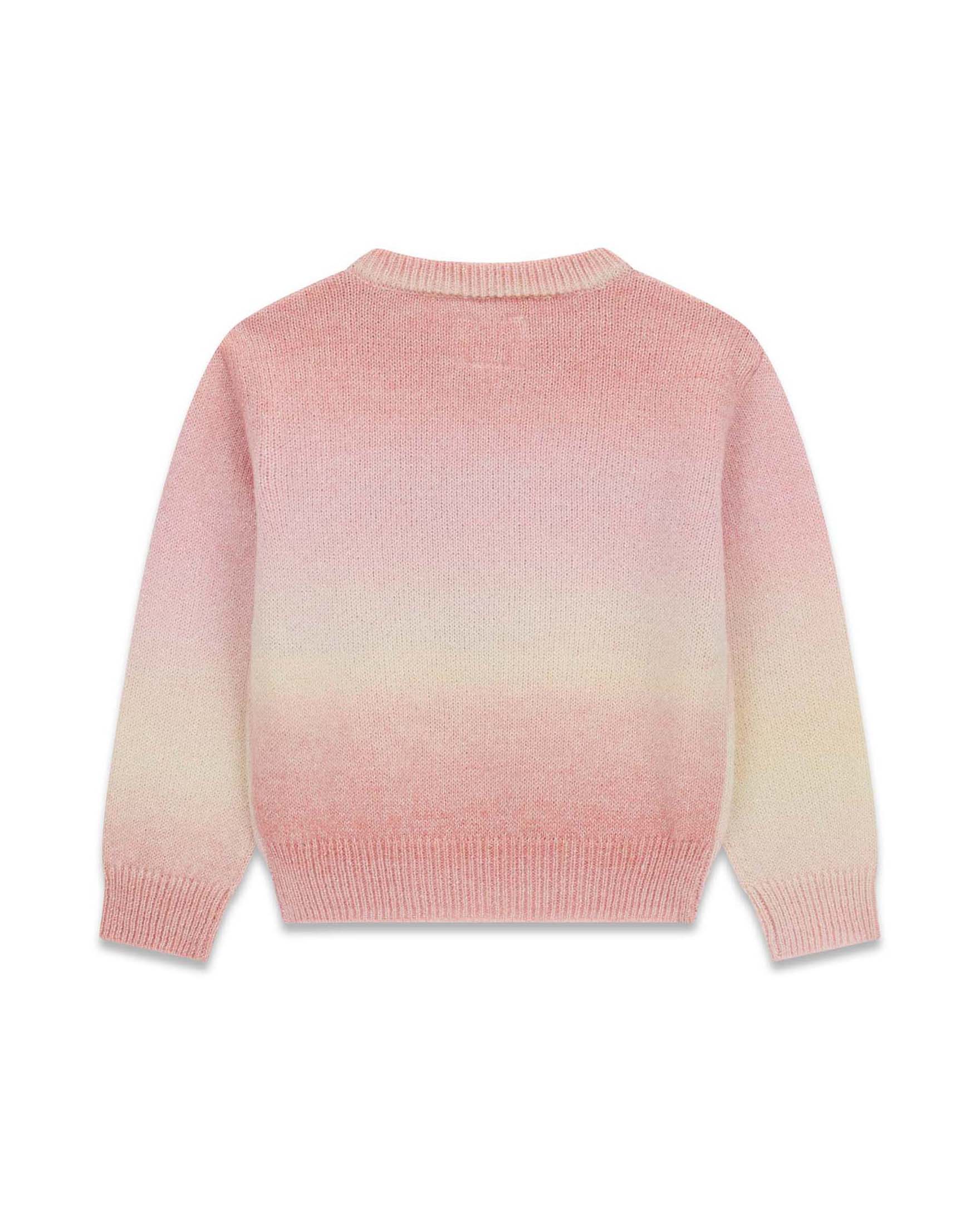 Maglia Guess rosa in misto acrilico con cuore leopardato e logo ricamato image