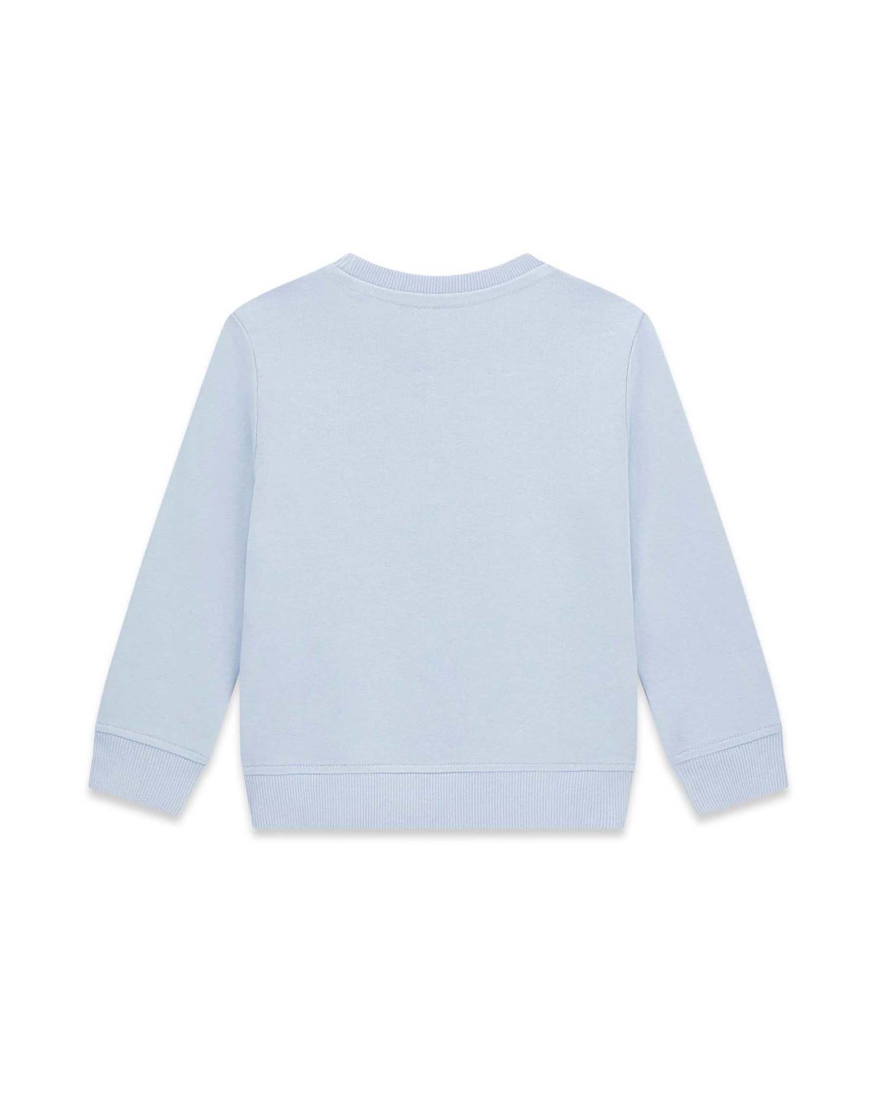 Felpa Guess azzurra in cotone con stampa orsetto e logo image