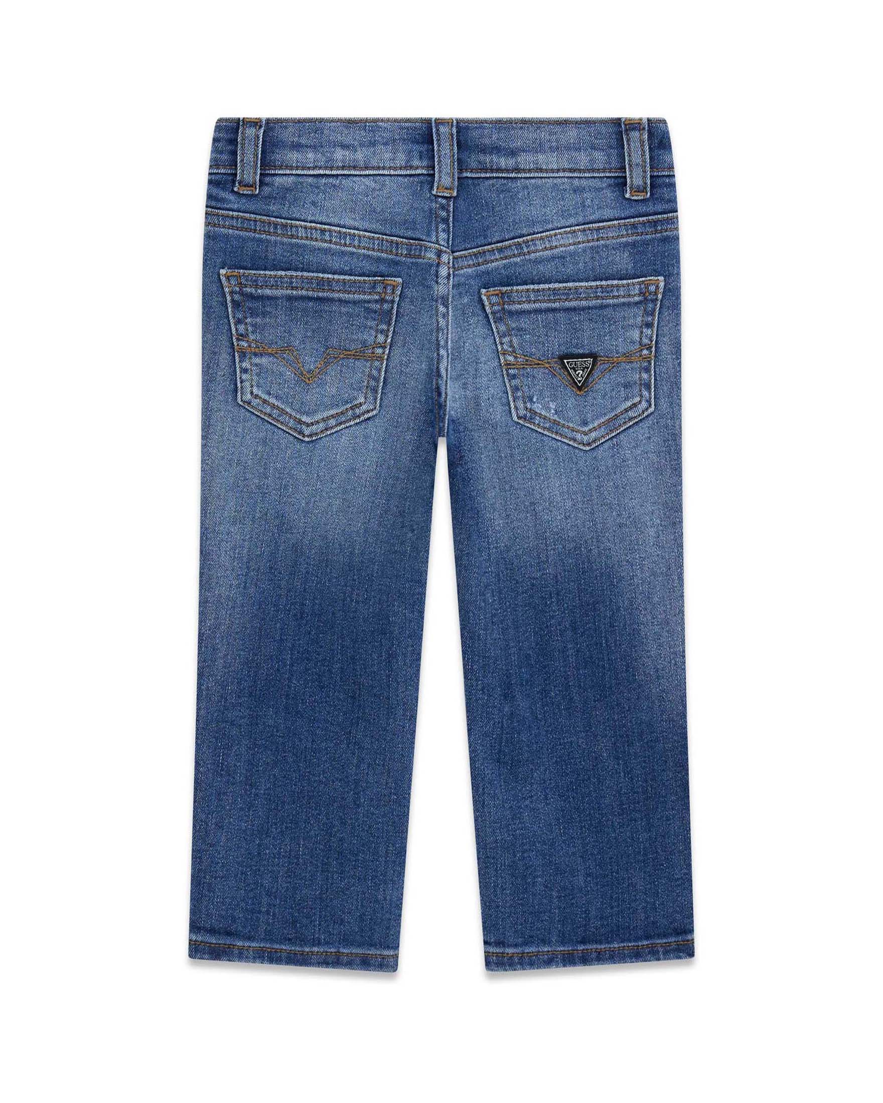 Jeans slim fit Guess lavaggio medio in misto cotone con piccoli strappi image