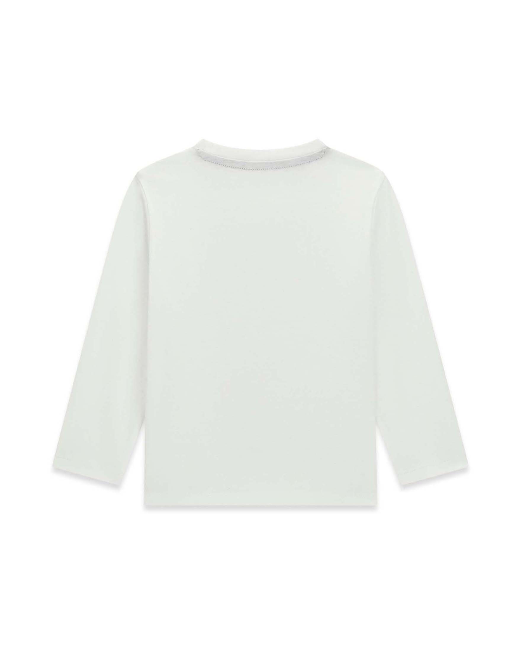 T-shirt manica lunga Guess bianca in cotone con stampa orsetto e logo image