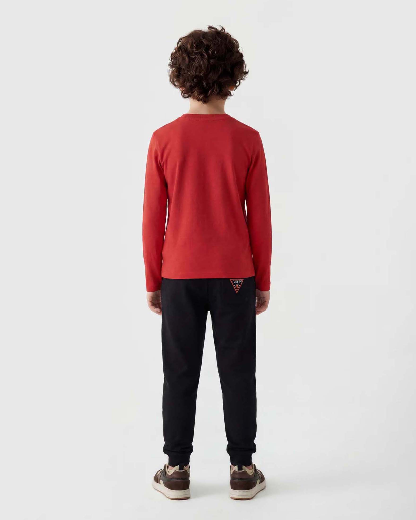Pantaloni in felpa Guess neri in cotone con logo stampato image
