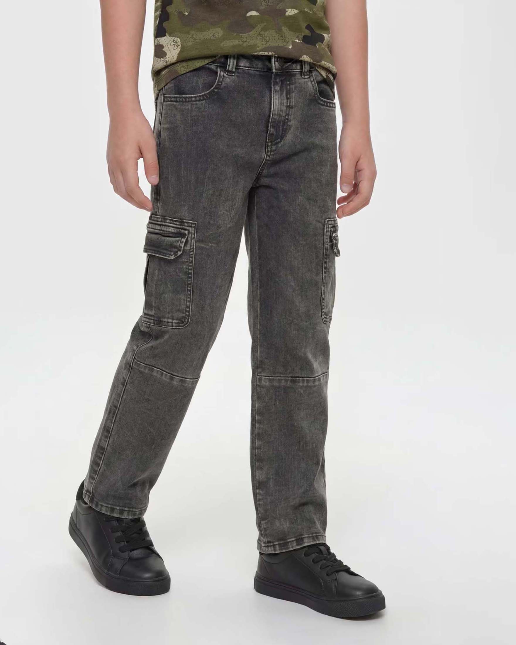 Jeans cargo Guess lavaggio scuro in misto cotone con vestibilità oversize